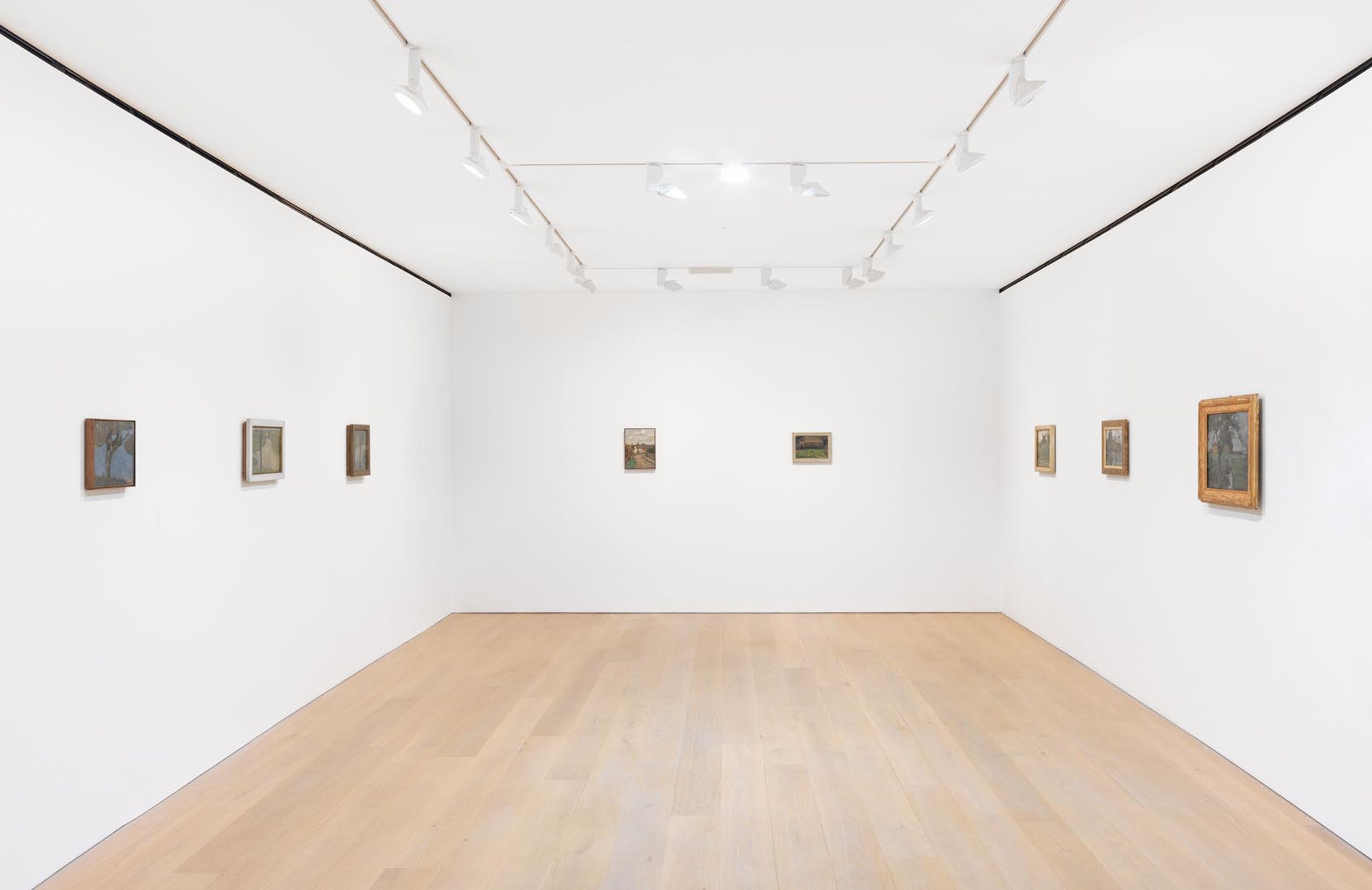 Installation view of the exhibition, Piet Mondrian: Painting 1900-1905, at David Zwirner in London, dated 2016.