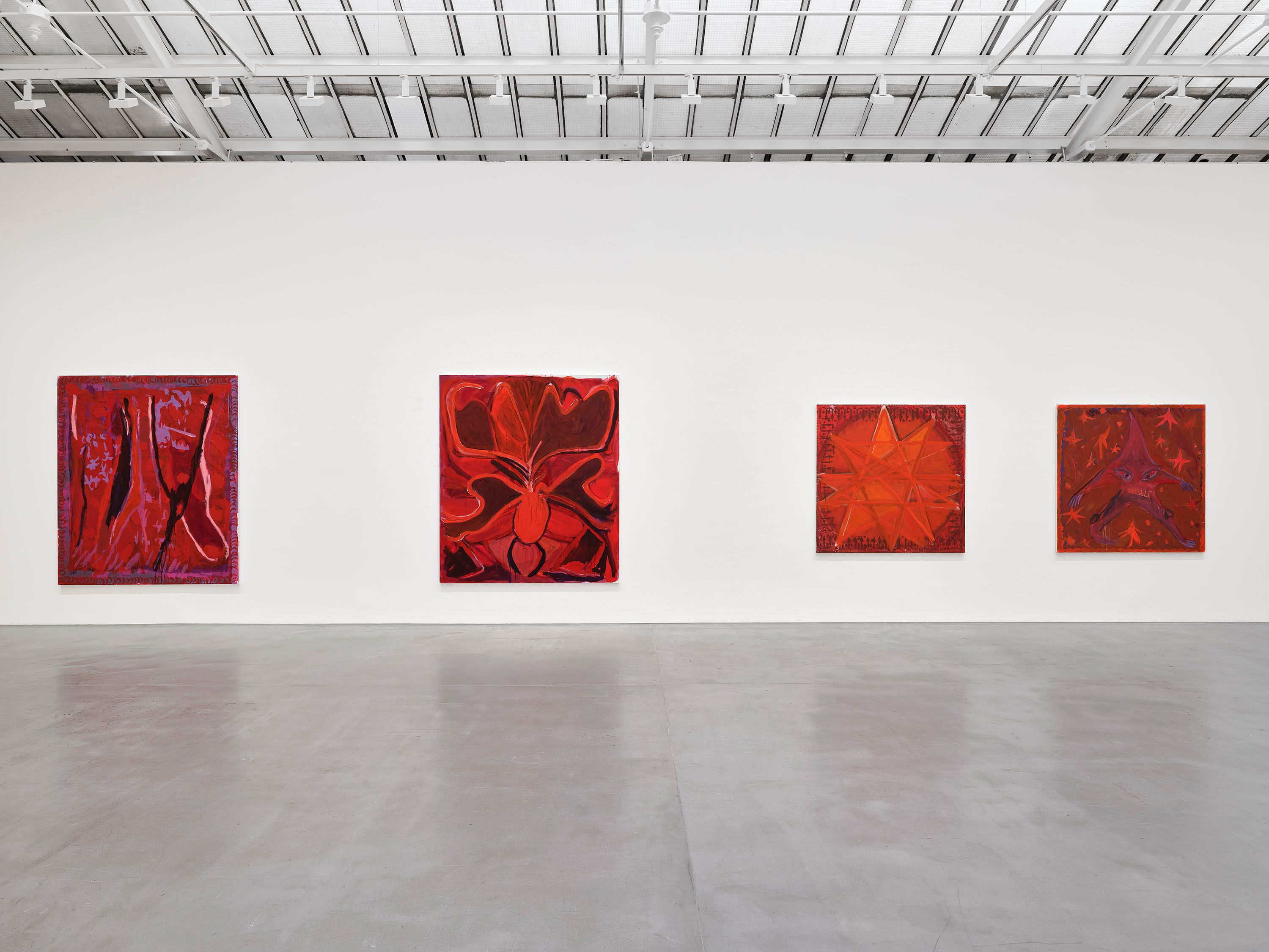 An installation view of the exhibition, Josh Smith: Living with Depression, at David Zwirner in Paris, dated 2023.