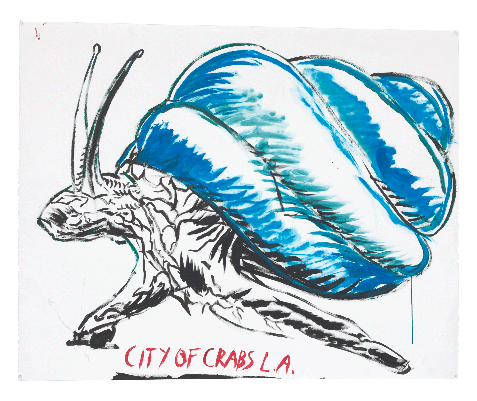 A work on paper by Raymond Pettibon titled No Title (City of crabs...) dated 2019.
