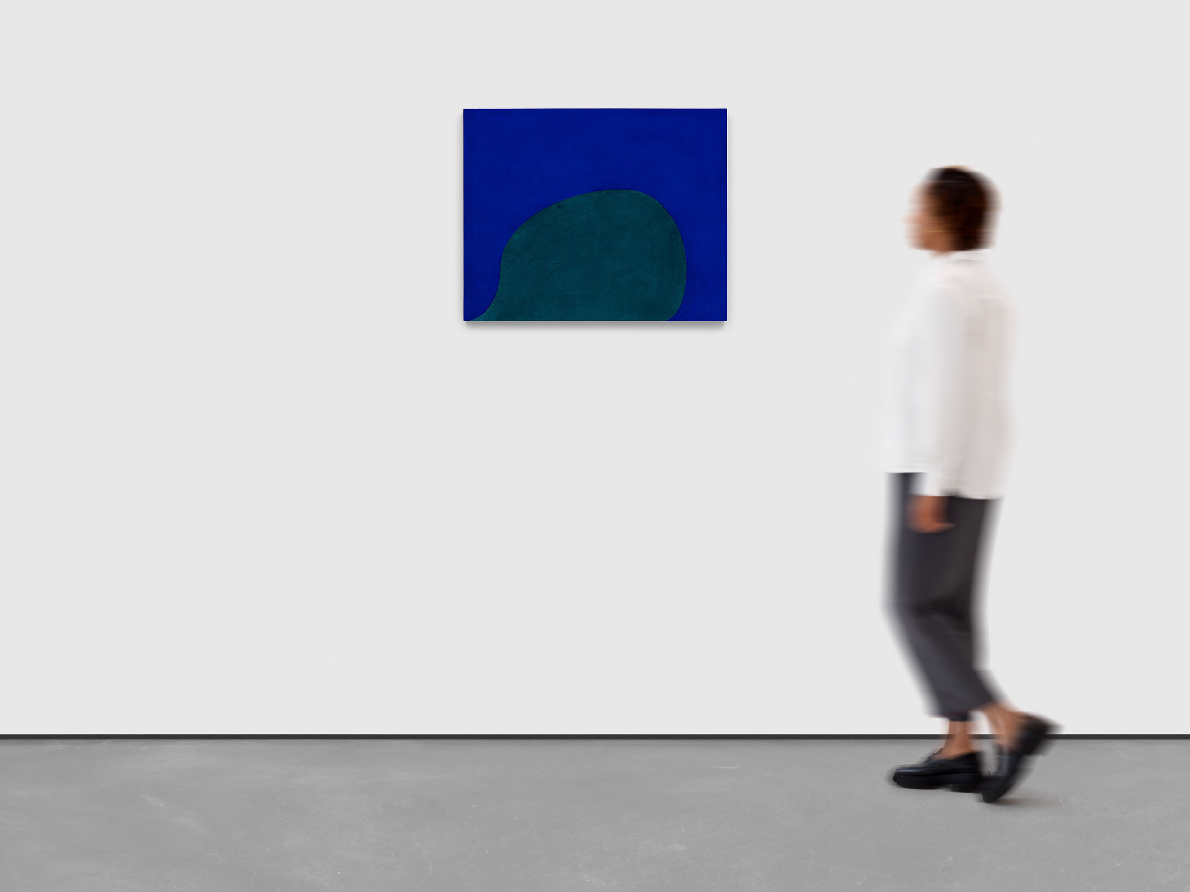 A painting by Suzan Frecon, titled two blues 3, dated 2024.