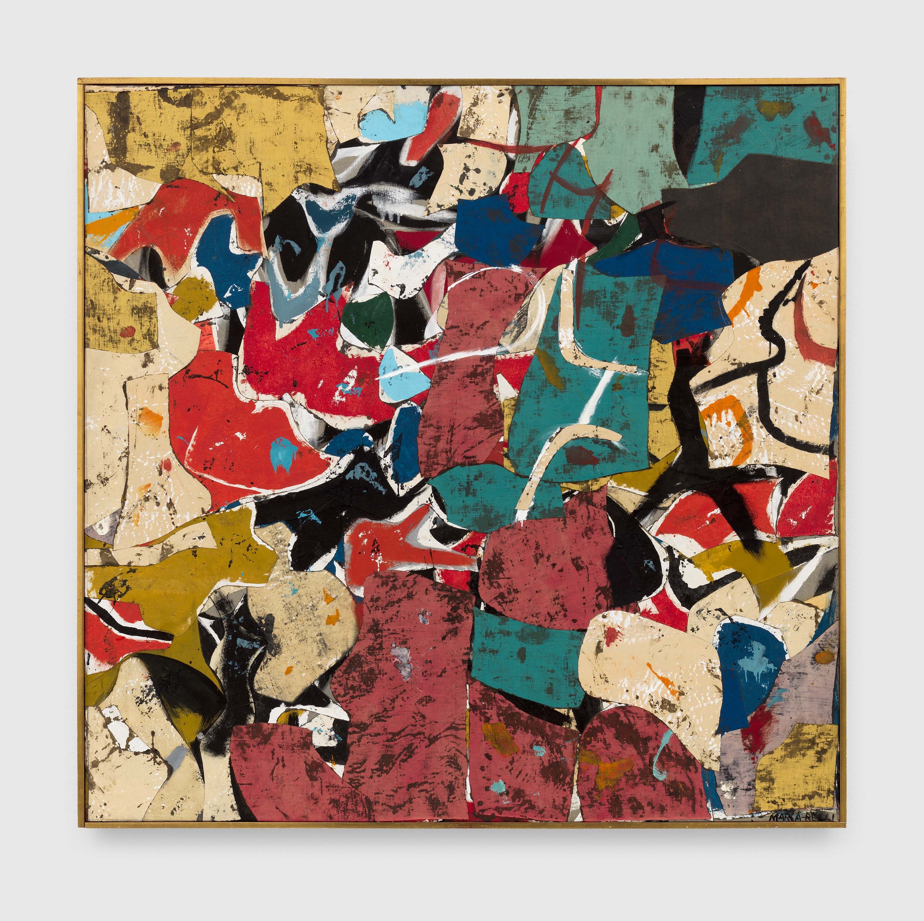 A painting by Conrad Marca-Relli, titled The Arrival, dated 1958.
