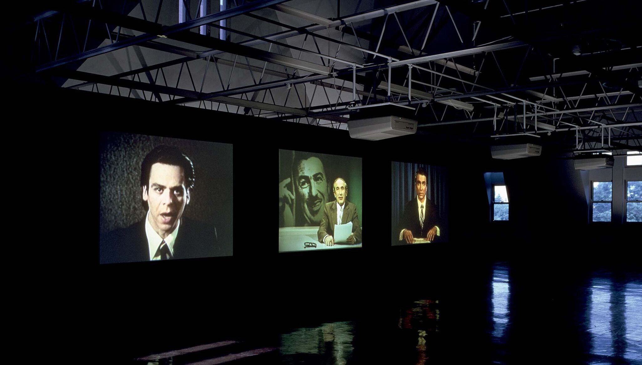 An installation view of Stan Douglas: Evening and Hors-champs, at Renaissance Society, Chicago, dated 1995