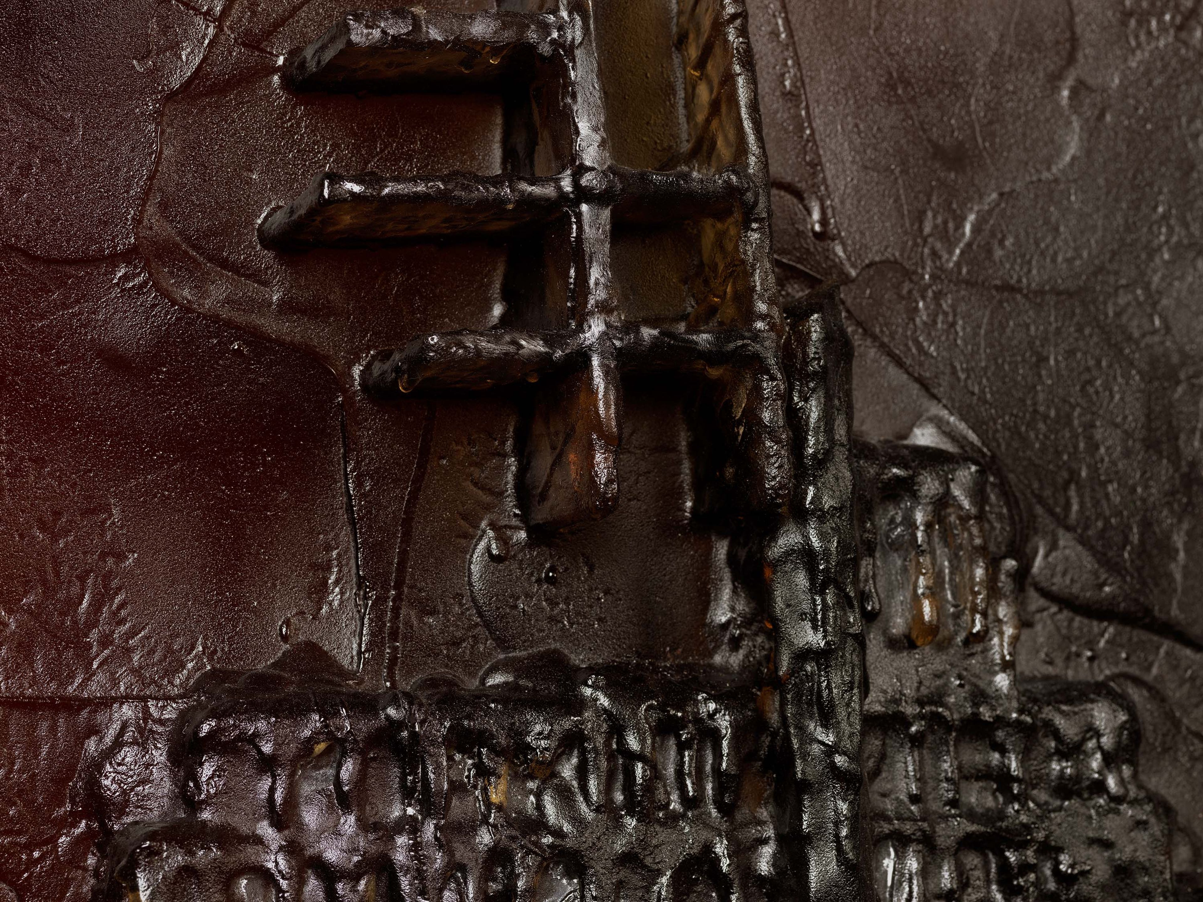 A detail from a sculpture by Andra Ursuta, titled Private Dancer (Burnt Raspberry), dated 2025.