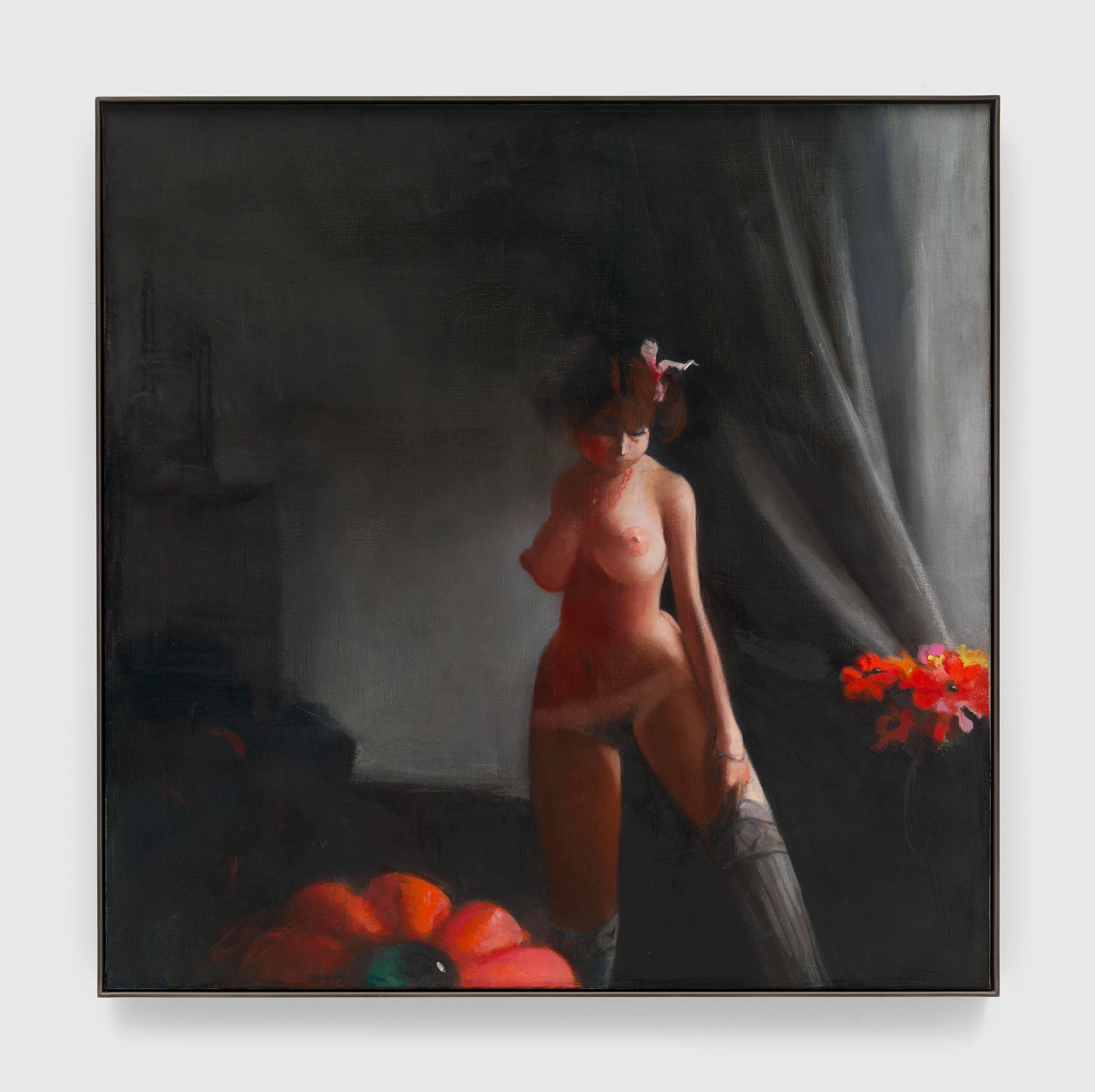 A painting by Lisa Yuskavage, titled Surrender, dated 1998.