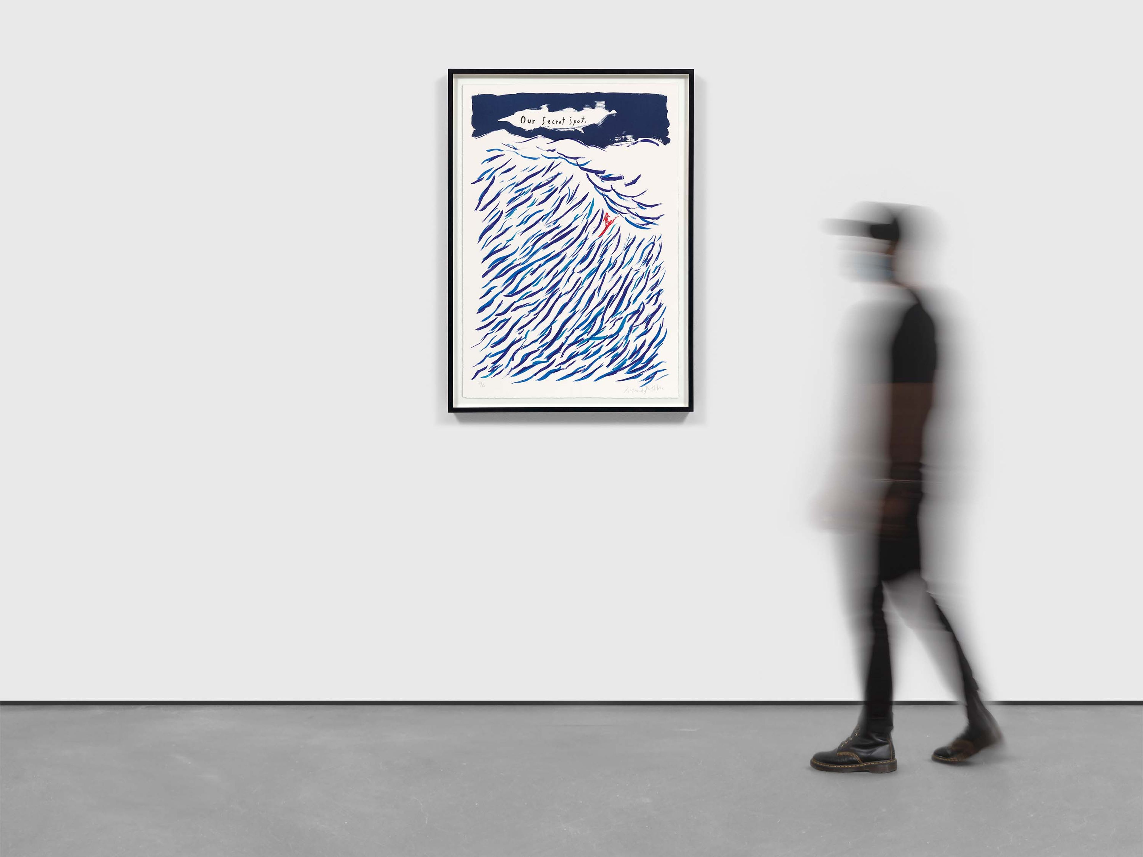 A six-color lithograph on Rives BFK paper by Raymond Pettibon, called No Title (Our Secret Sport.), dated 2022.