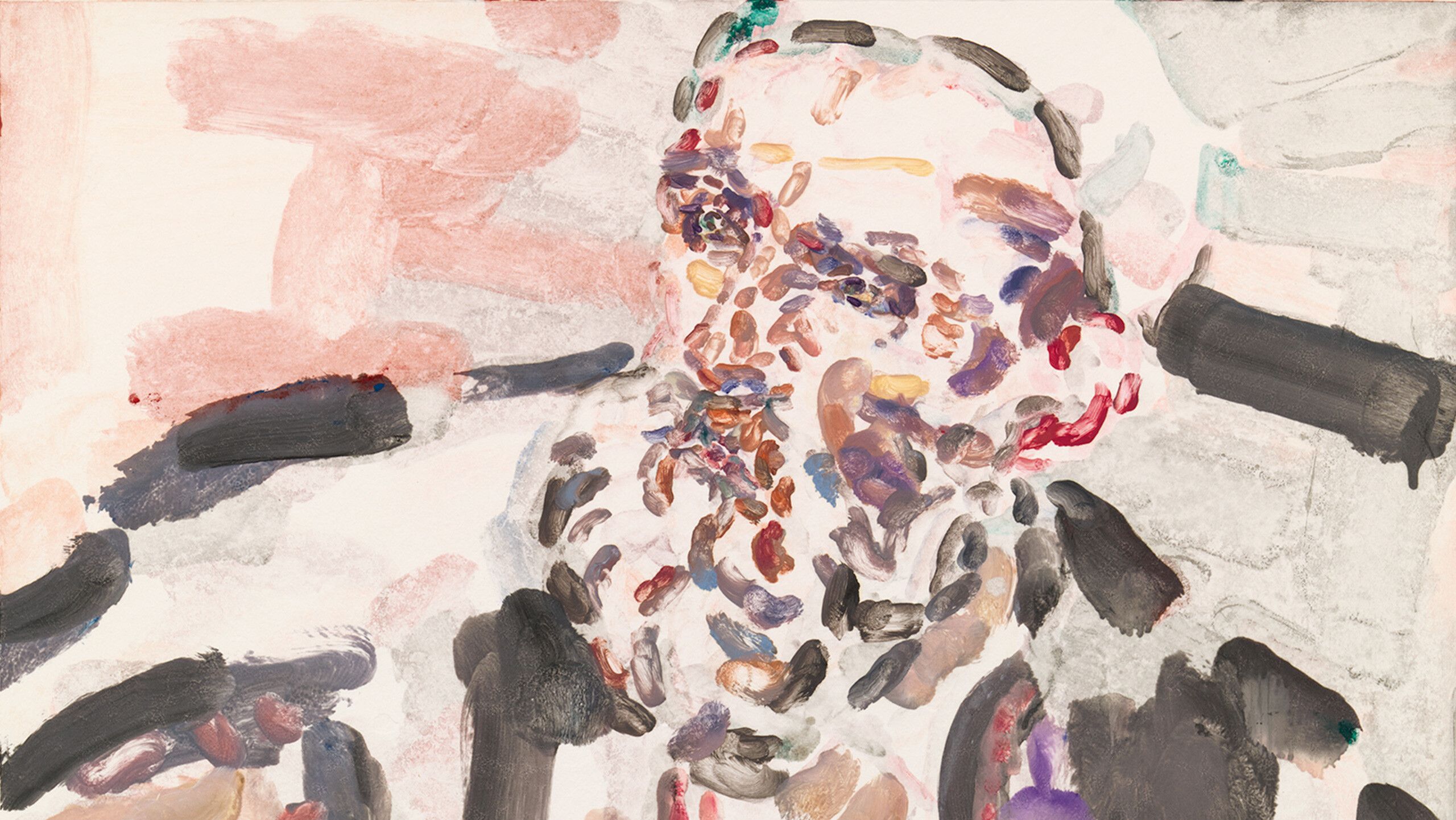 Detail of Elizabeth Peyton’s Titian After Titian 2, 2021, the second print in the artist’s series depicting Titian made at Two Palms.