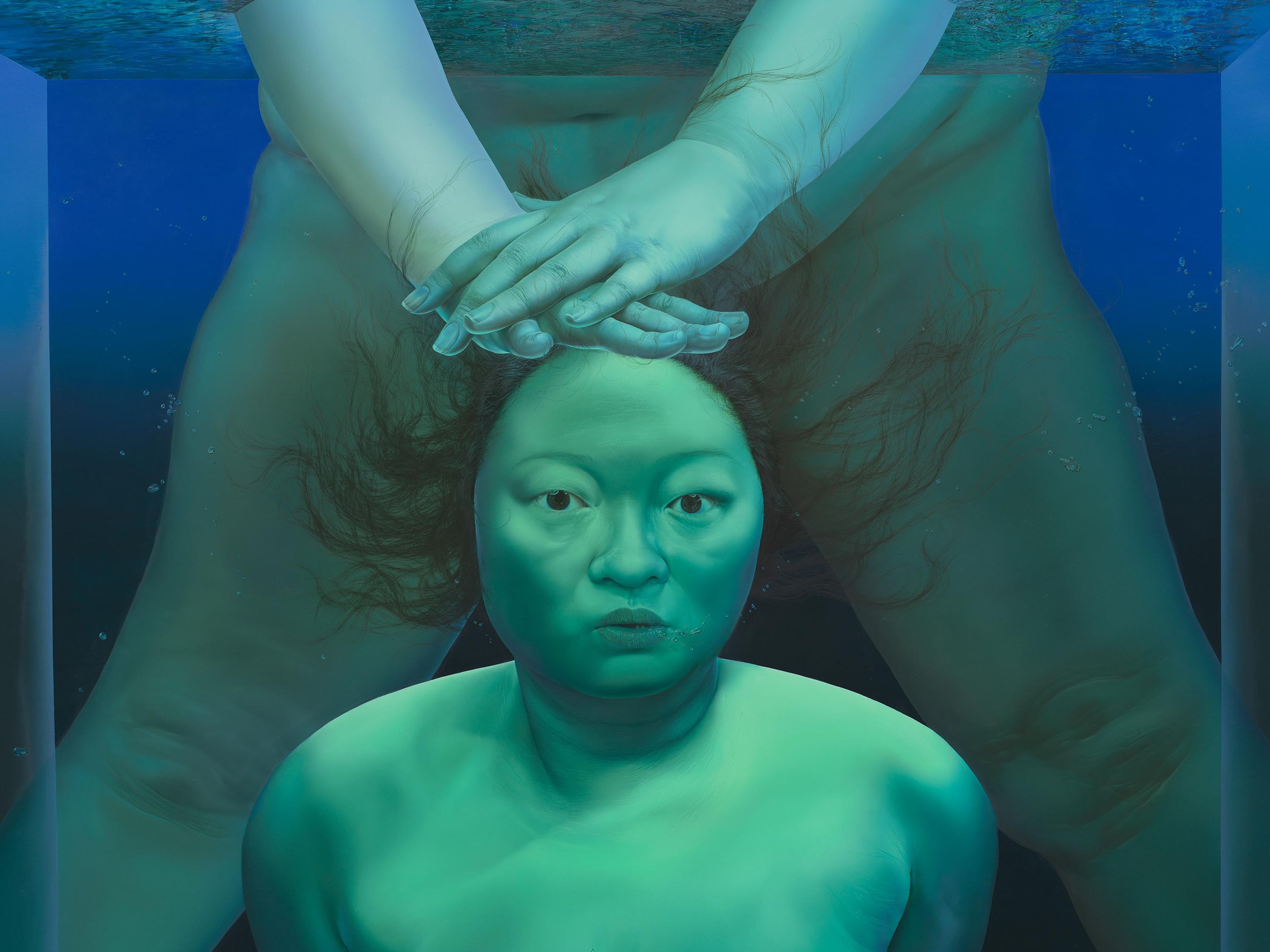 A detail from a painting by Sasha Gordon, titled Pruning, dated 2025.