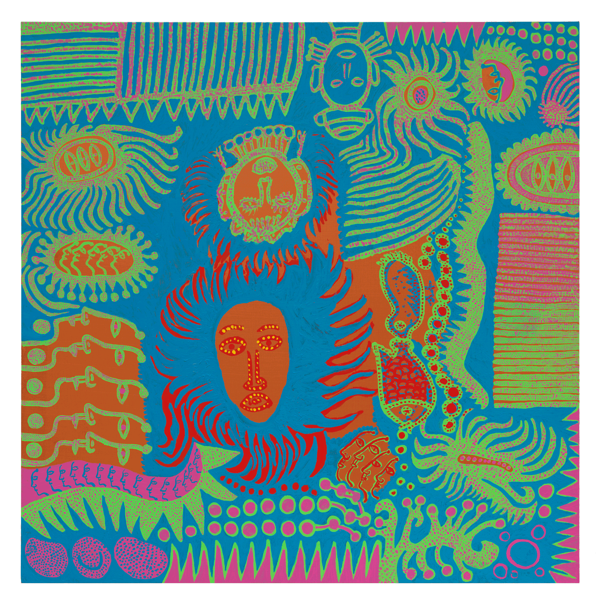 A painting by Yayoi Kusama, titled It's Me Who Is Crying Out, dated 2015.