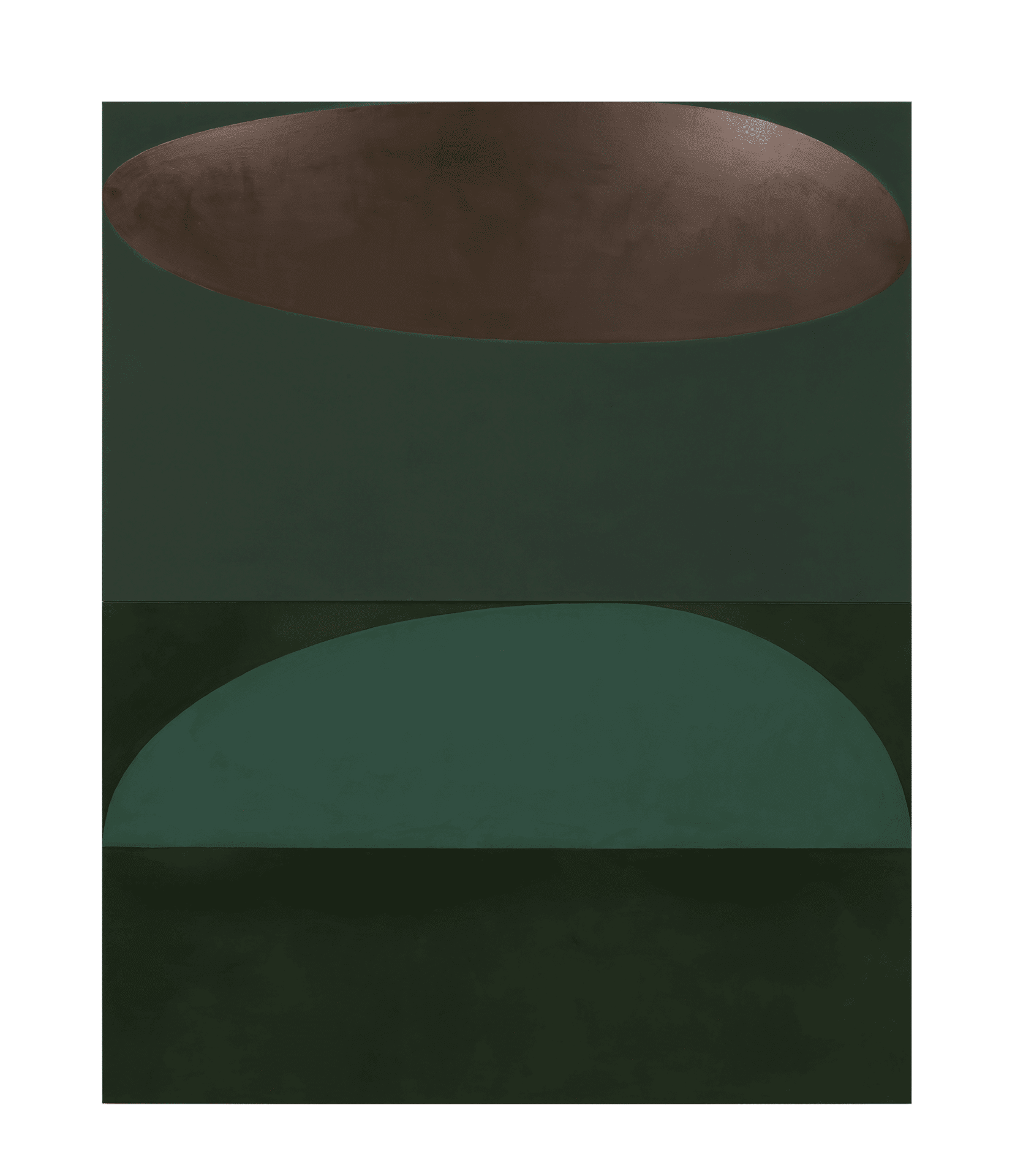 A painting by Suzan Frecon, titled terre verte, dated 2014.