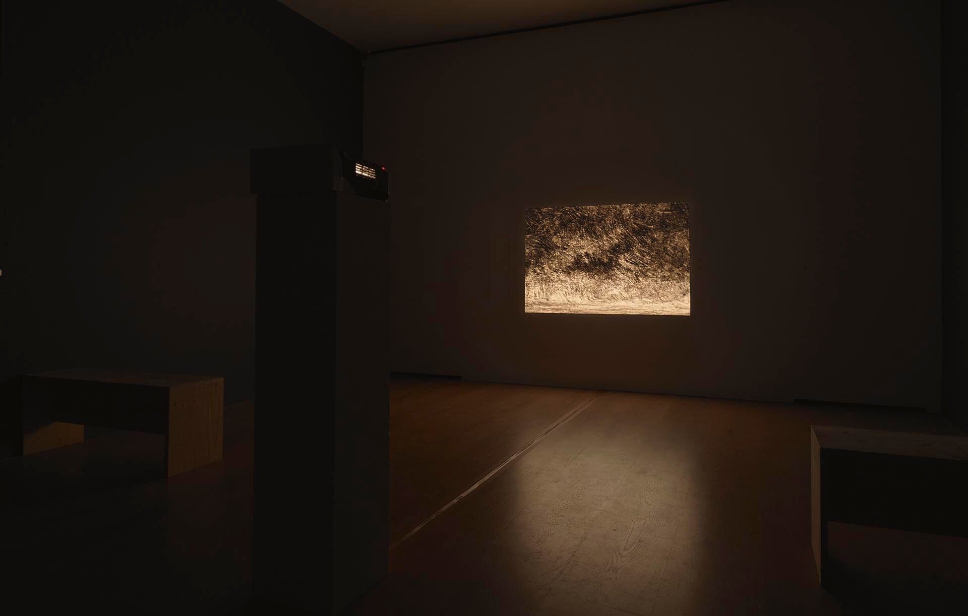 Installation view of the exhibition Lucas Arruda, at David Zwirner in London, dated 2017.