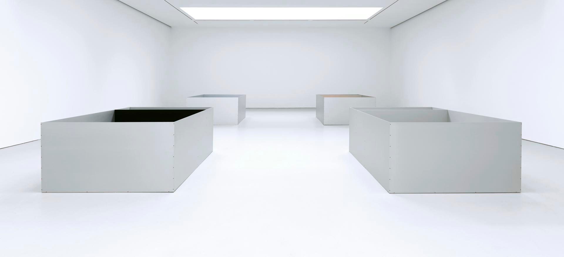 Installation view of the exhibition Donald Judd at David Zwirner in New York, dated 2011.