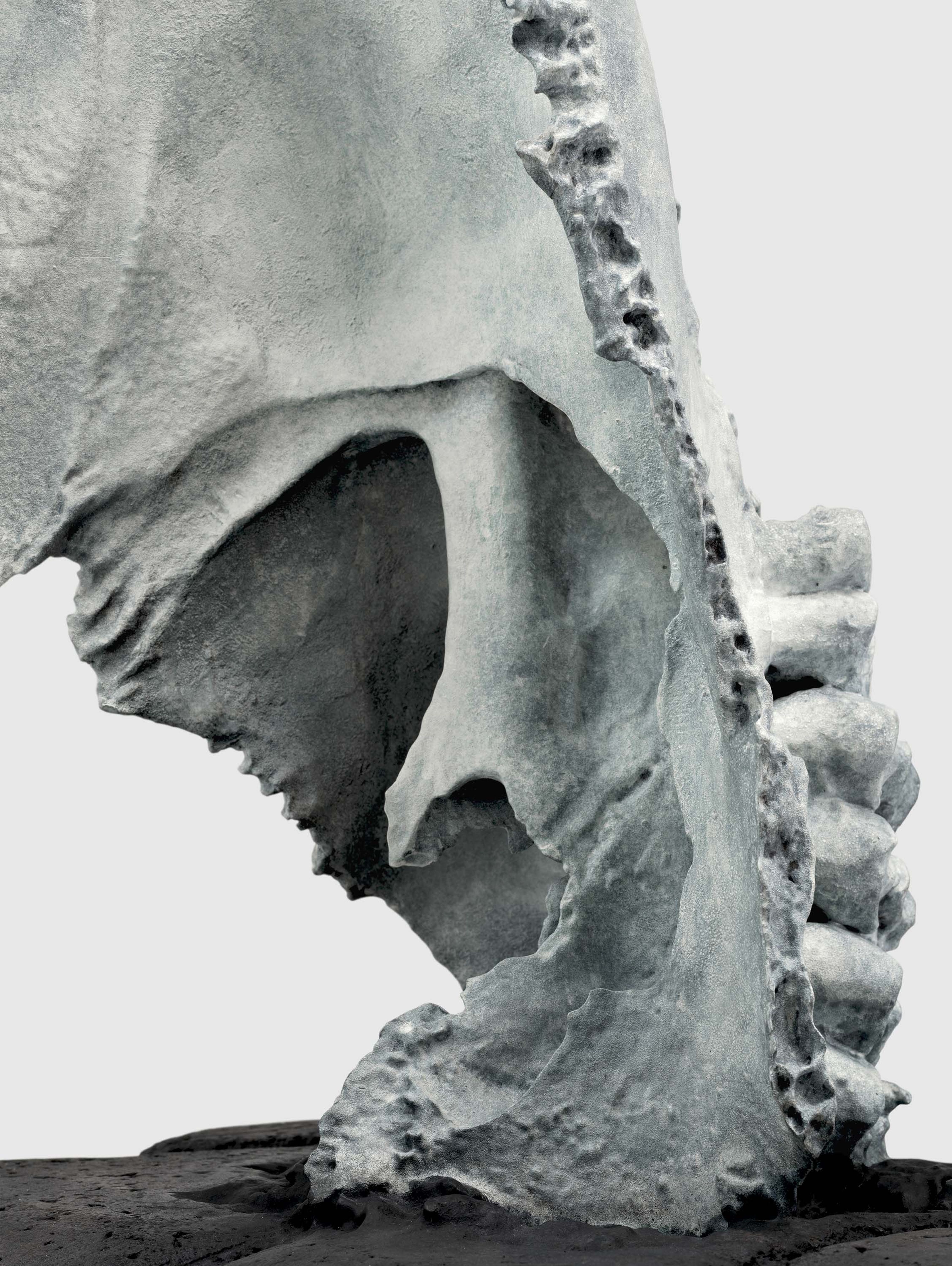 A detail from a sculpture by Huma Bhabha, titled Nothing Falls, dated 2024.