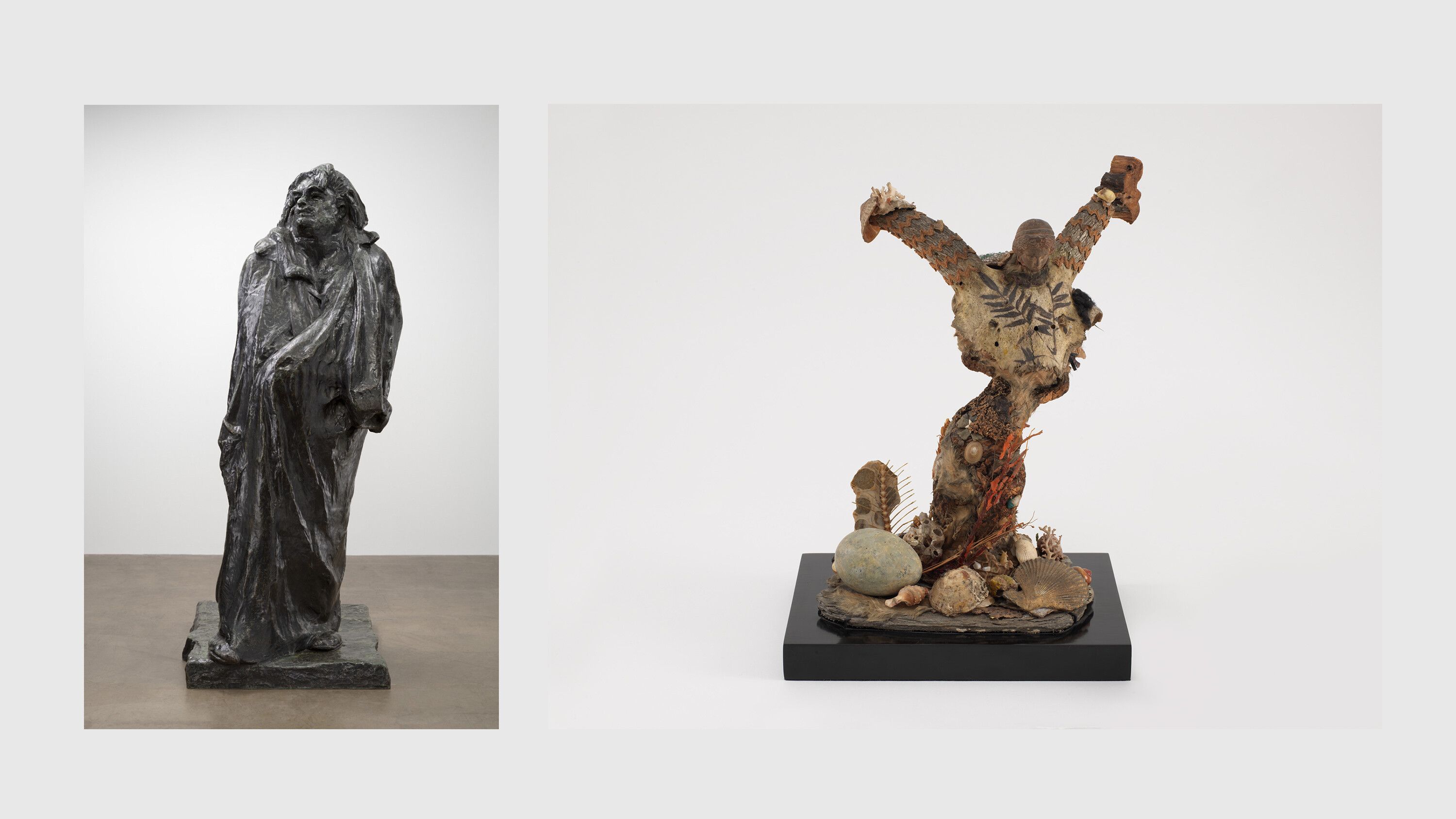 Auguste Rodin, Monument to Balzac, 1892–1897 (left); Eileen Agar, Wings of Augury, 1936. Centre Pompidou, Paris (right)