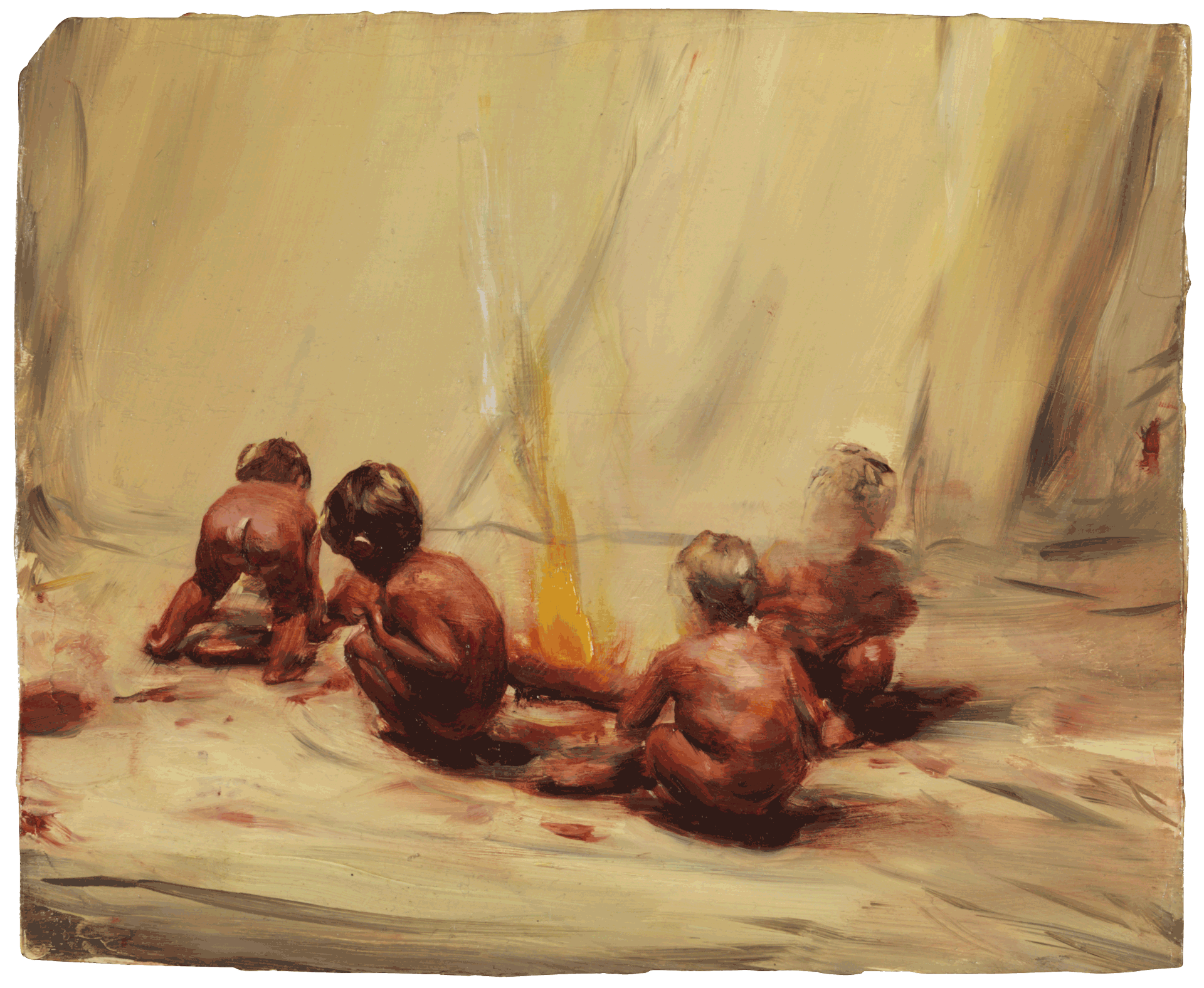 A painting by Michaël Borremans, titled Fire From the Sun, dated 2017.