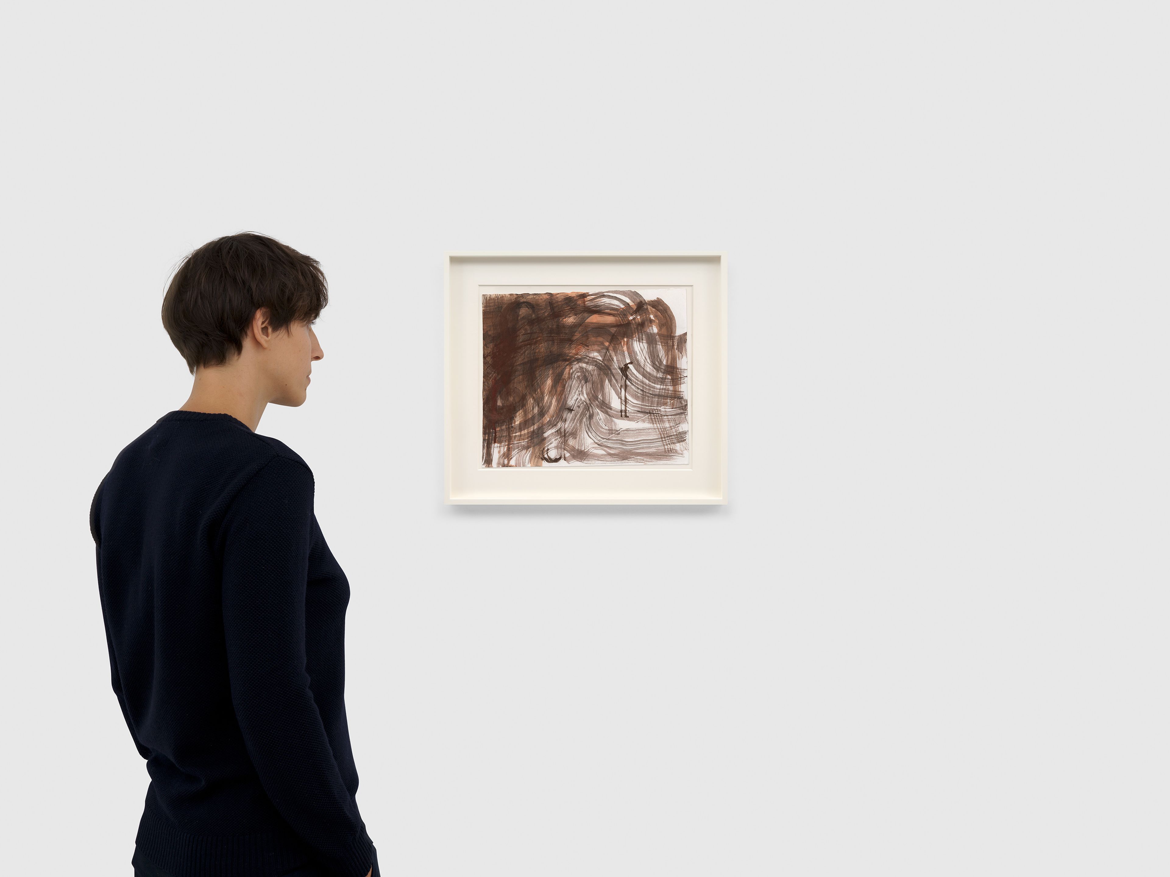 A work on paper by Suzan Frecon, titled weeping winter mountains, dated 2025.