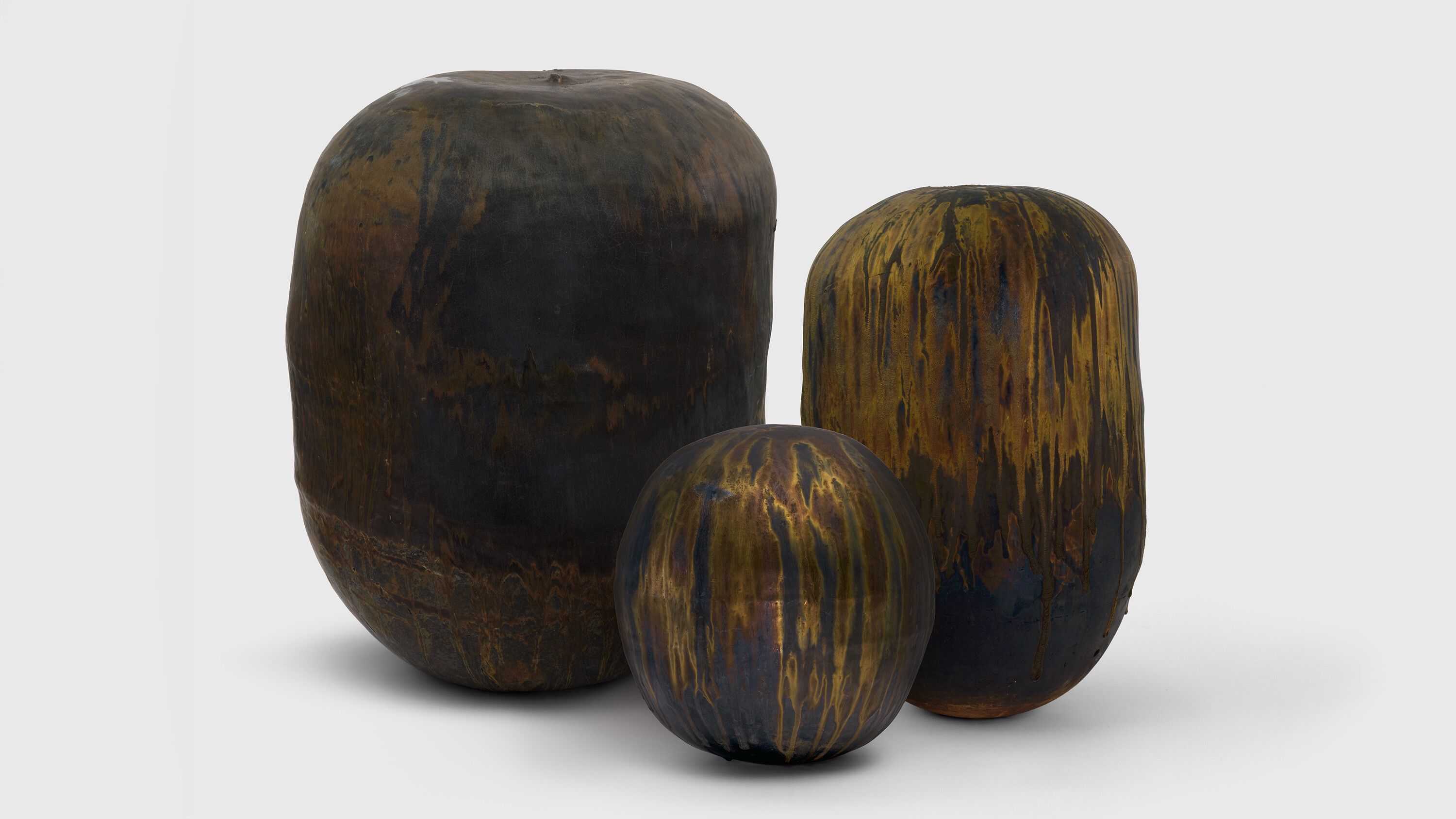 Installation view of works by Toshiko Takaezu