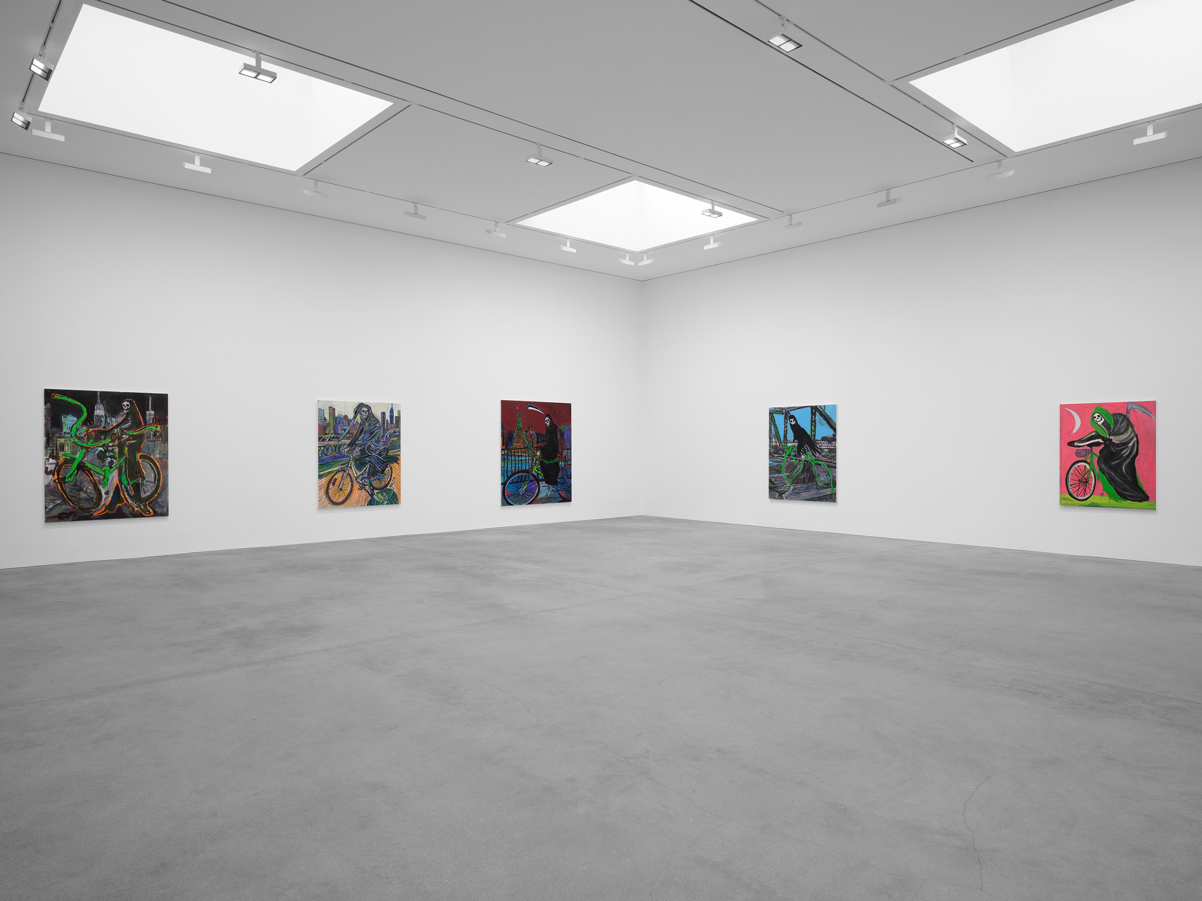 An installation view of the exhibition, Josh Smith: Destiny, at David Zwirner in Los Angeles, dated 2025.