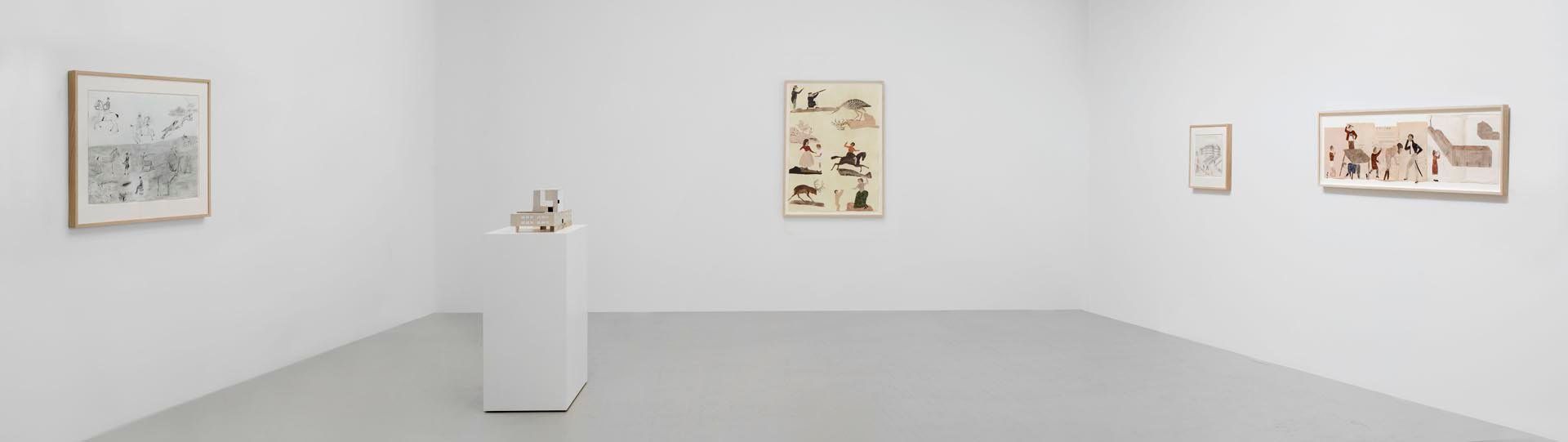 Installation view of the exhibition Jockum Nordstrom: Who is sleeping on my pillow, at David Zwirner in New York, dated 2010.