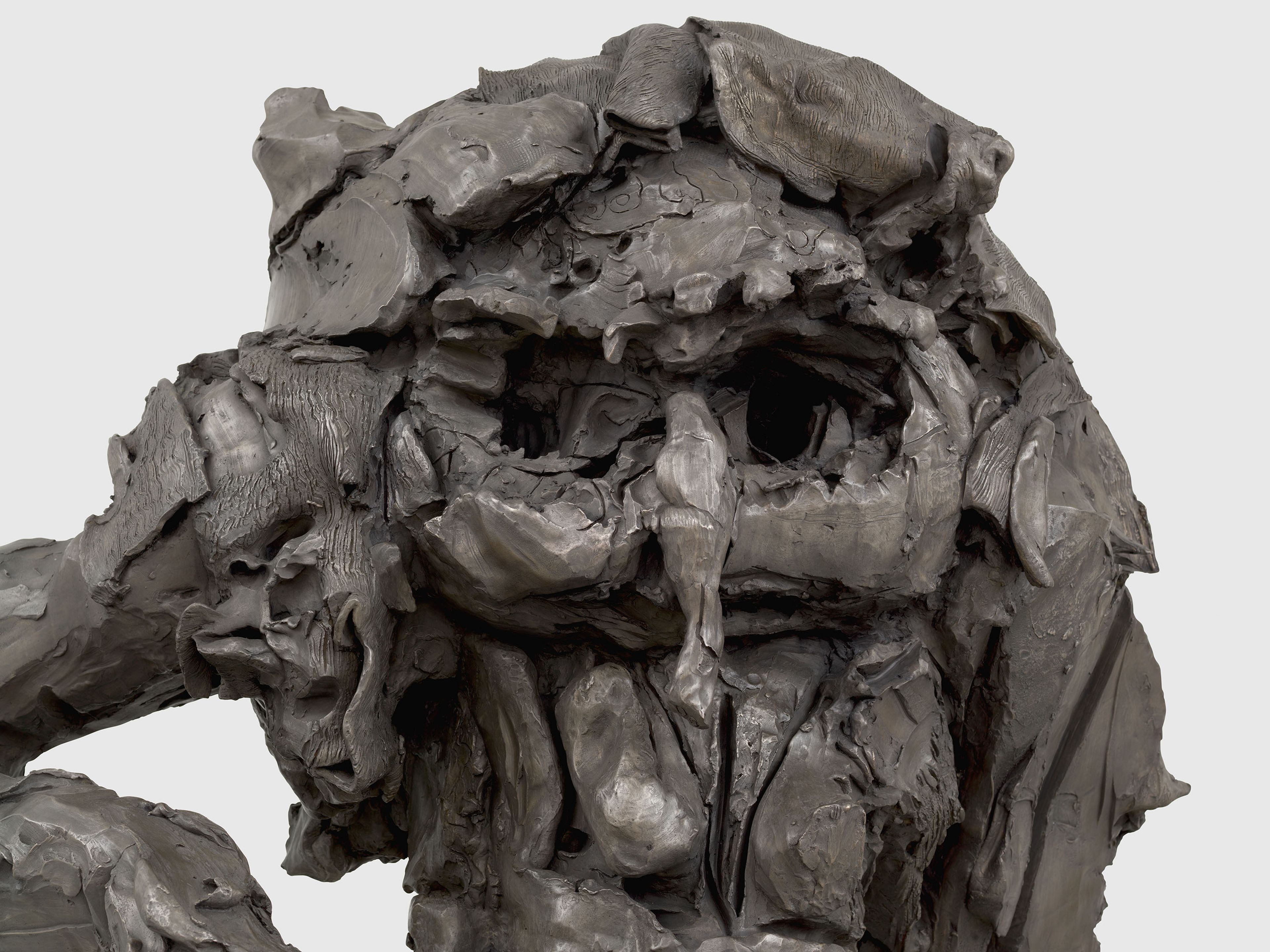 A detail from a sculpture by Dana Schutz, titled Large Model, dated 2022.