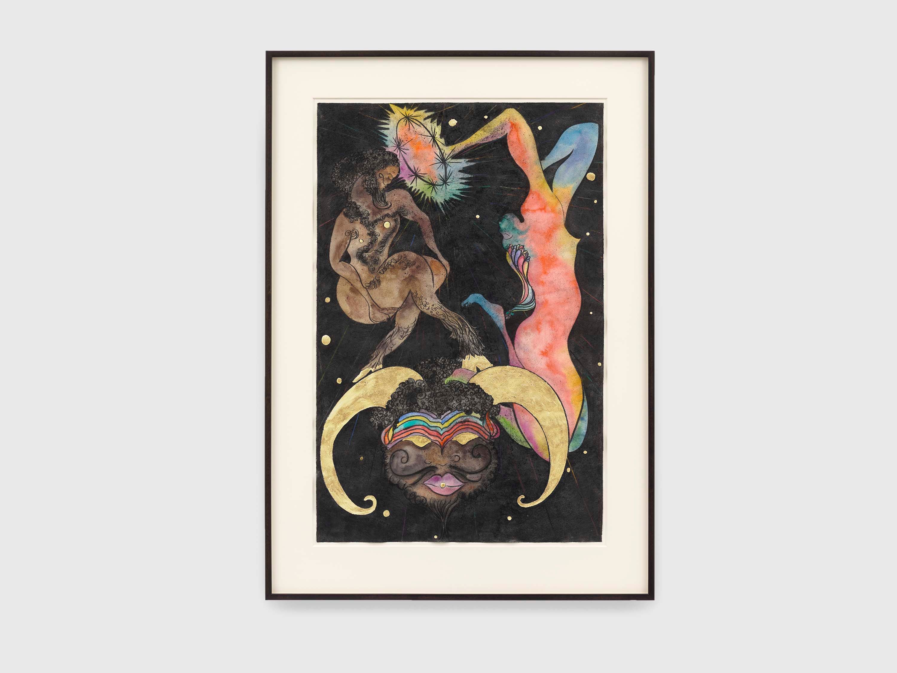 A collage by Chris Ofili, titled Crowning of a Satyr, dated 2021.