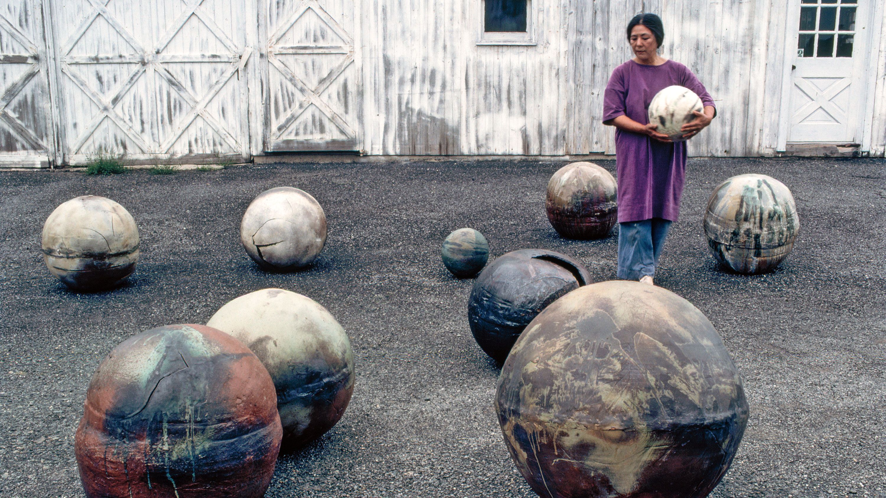 Toshiko Takaezu with moons