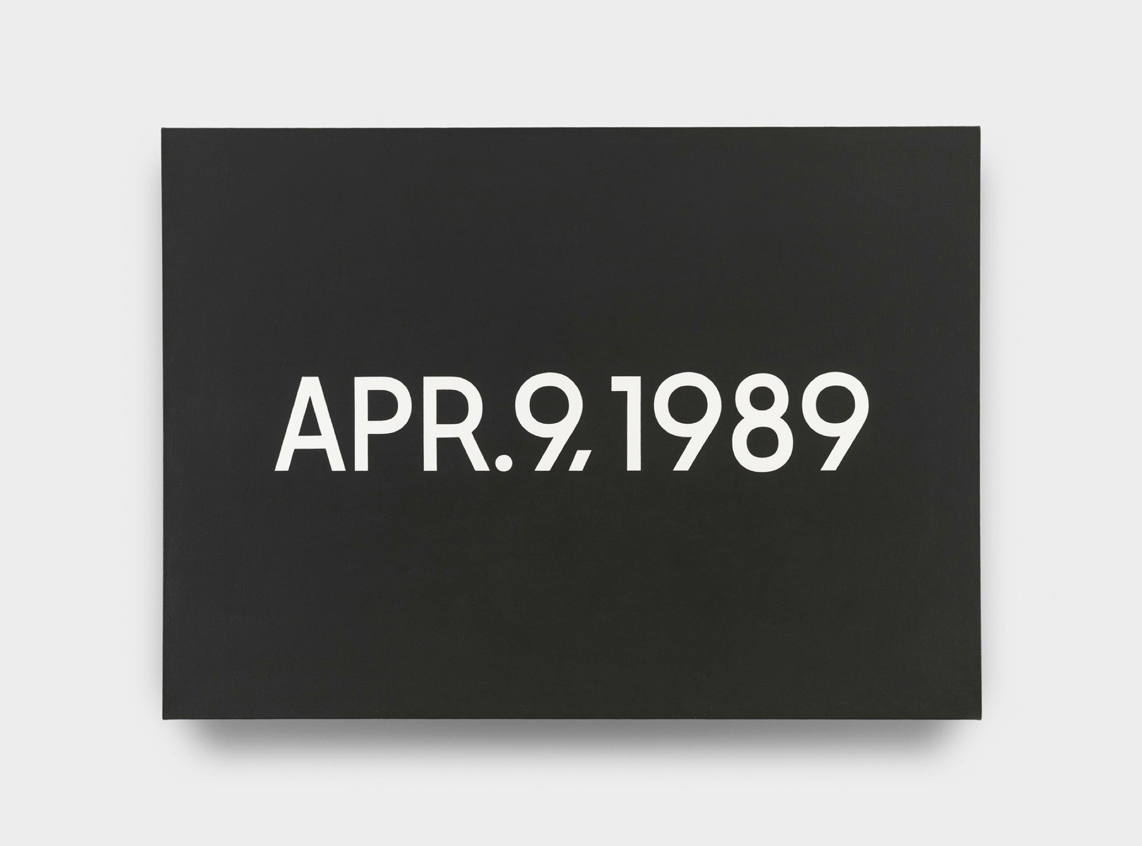 A painting by On Kawara, titled APR. 9, 1989, dated 1989.