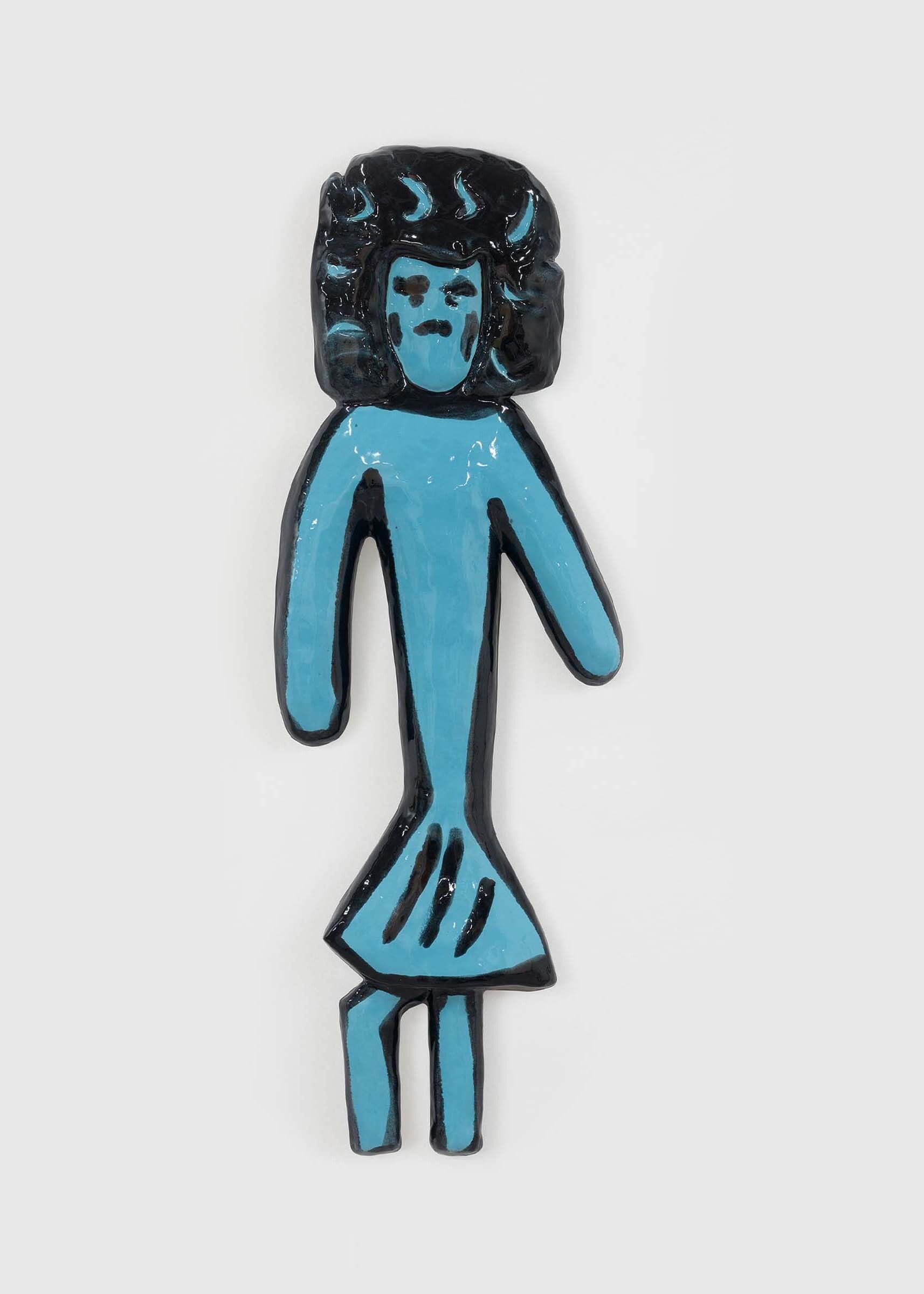 A sculpture by Rose Wylie, titled Grumpy Girl, dated 2021.