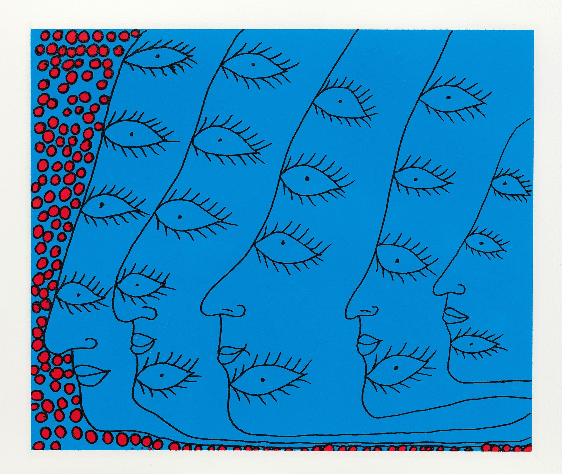 A silkscreen print and etching on Moulin de Larroque paper artwork by Yayoi Kusama, titled Days When I Am Alive, dated 2012.