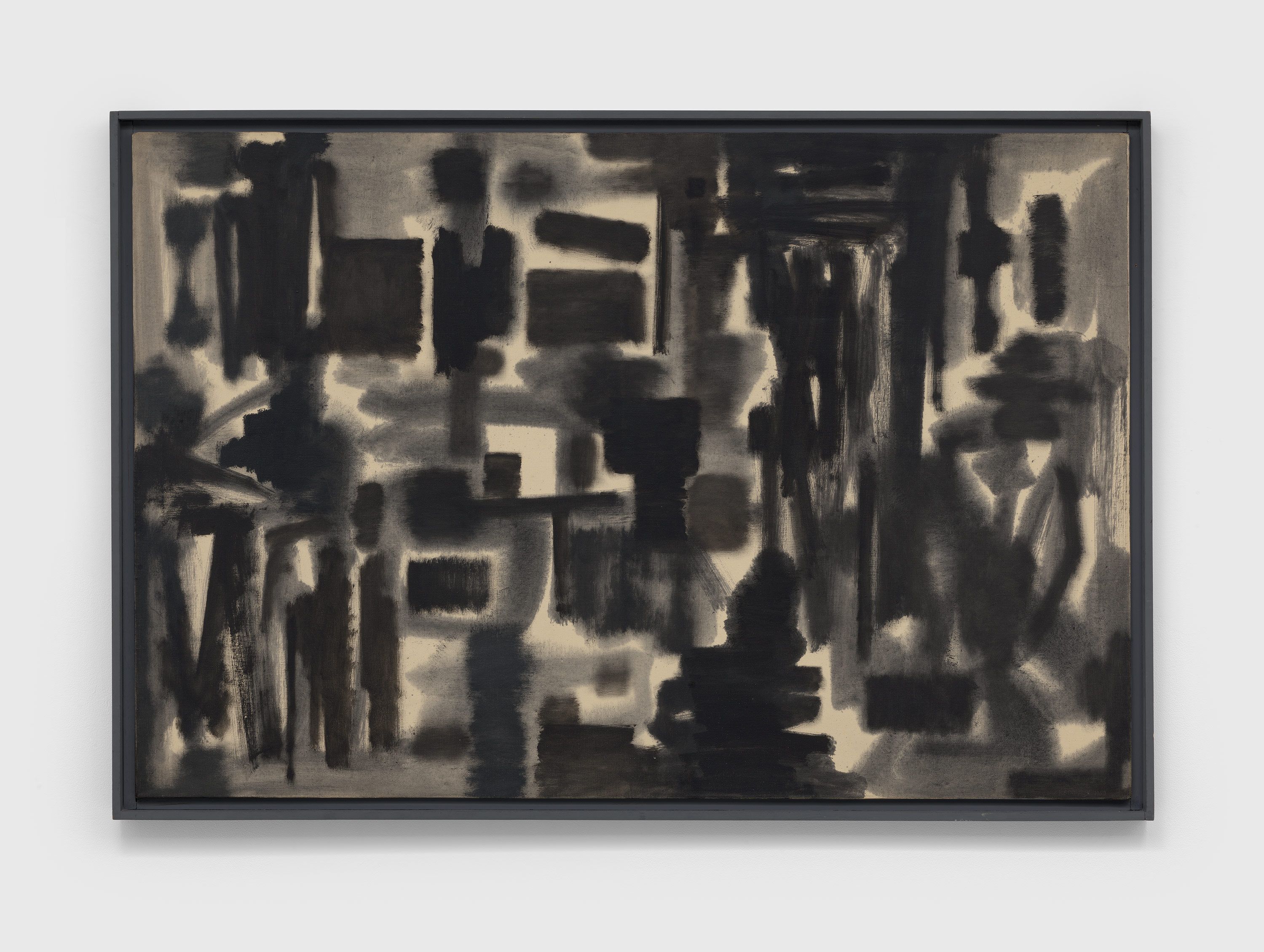 A painting by Ad Reinhardt, titled Black and White, dated 1950.
