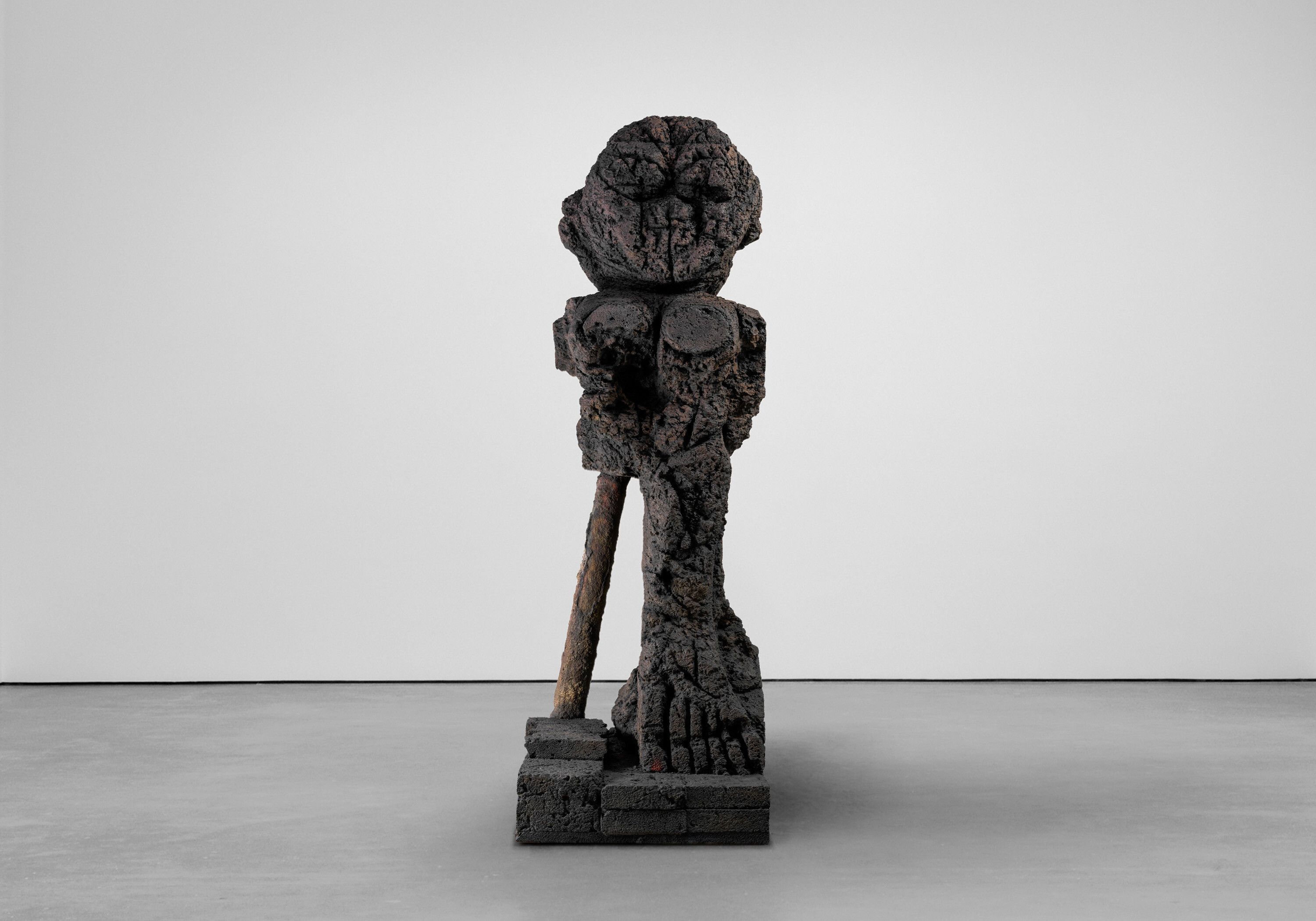 A sculpture by Huma Bhabha, titled Even Stones Have Eyes, dated 2023.
