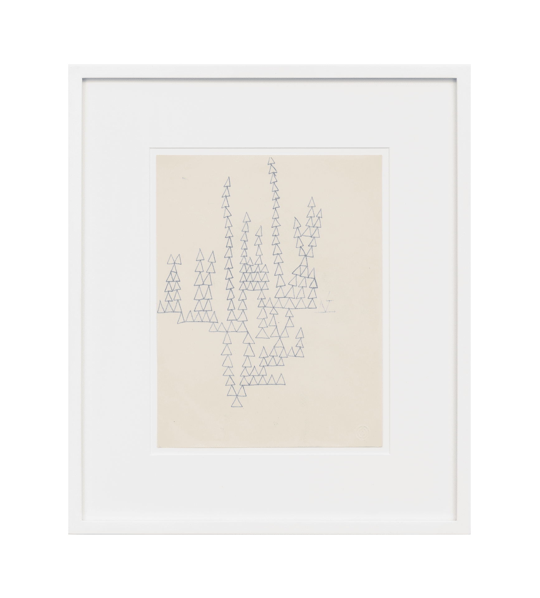 A sculpture by Ruth Asawa, titled Untitled (SF.028a, Triangle Study), dated circa 1951 to 1952.