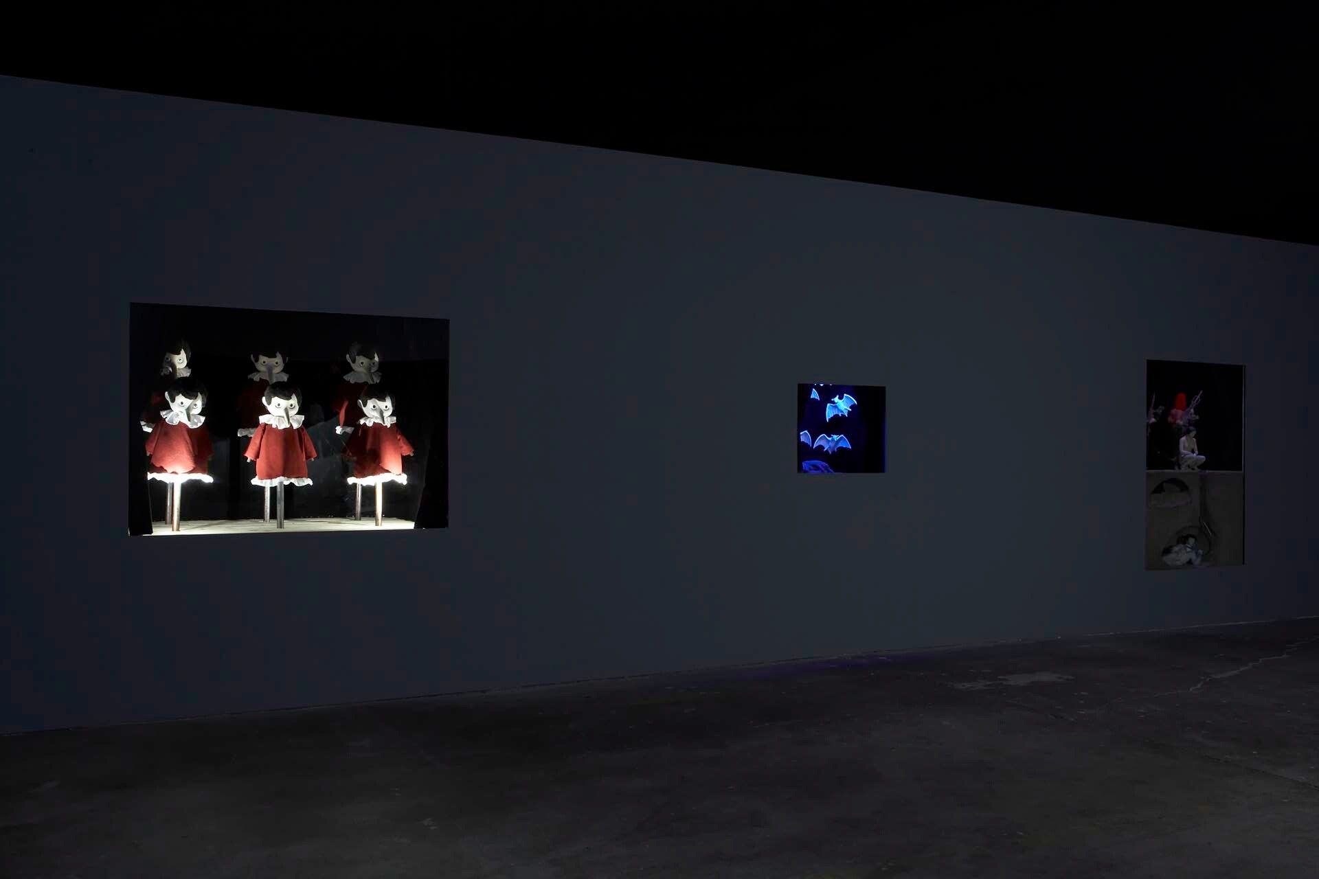 Installation view of the exhibition, Even the Ghost of the Past, at David Zwirner in New York, dated 2008.