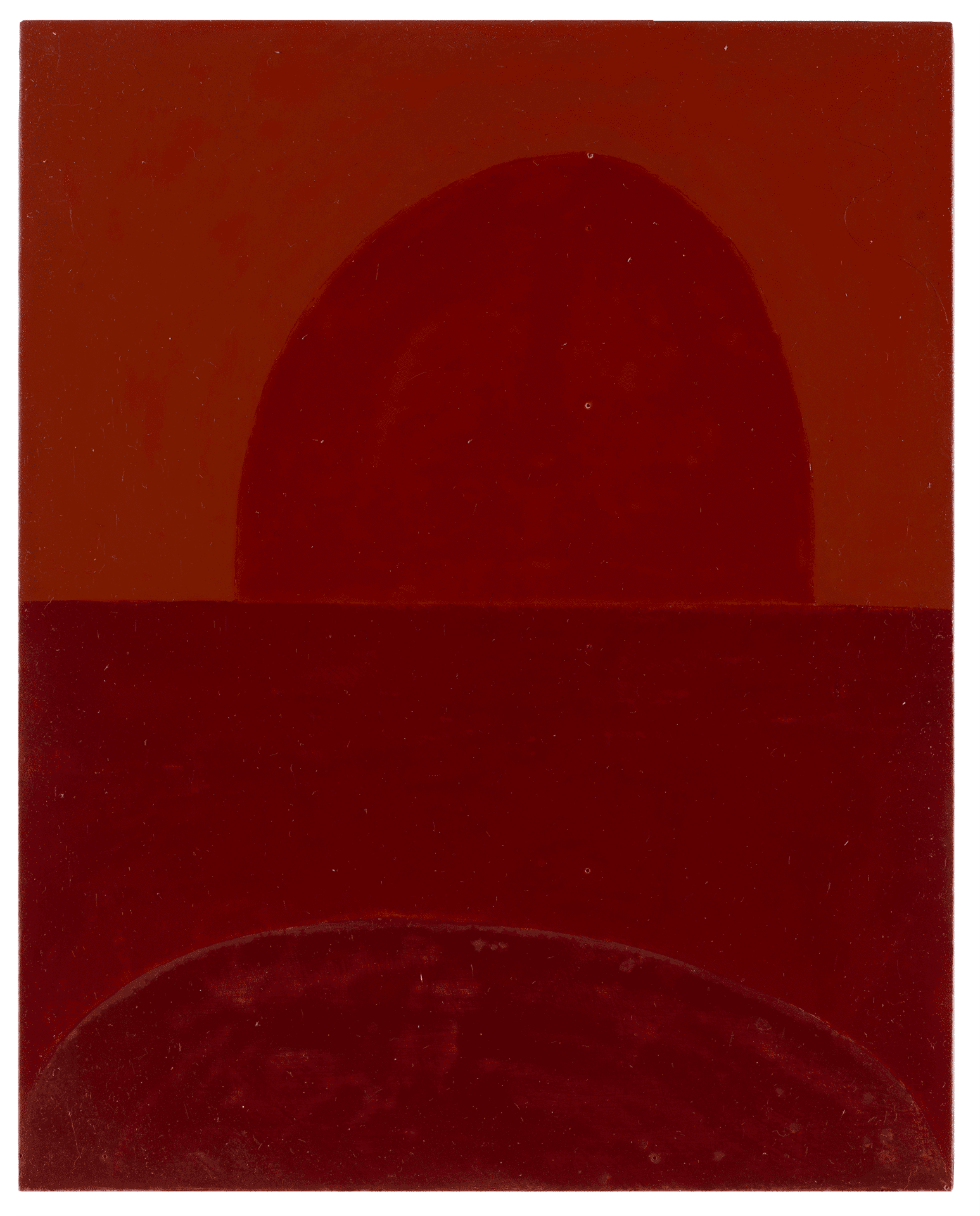 A painting by Suzan Frecon, titled embodiment of red, version minus 1 trial, dated 2006.