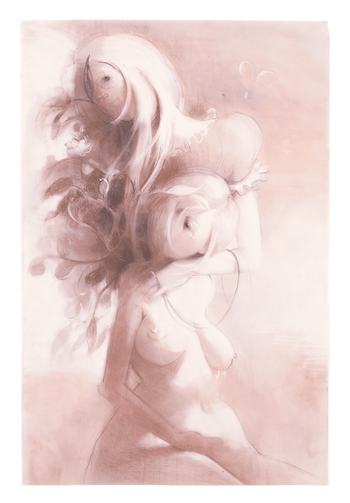 A drawing by Lisa Yuskavage, titled Kingdom, dated 2005.