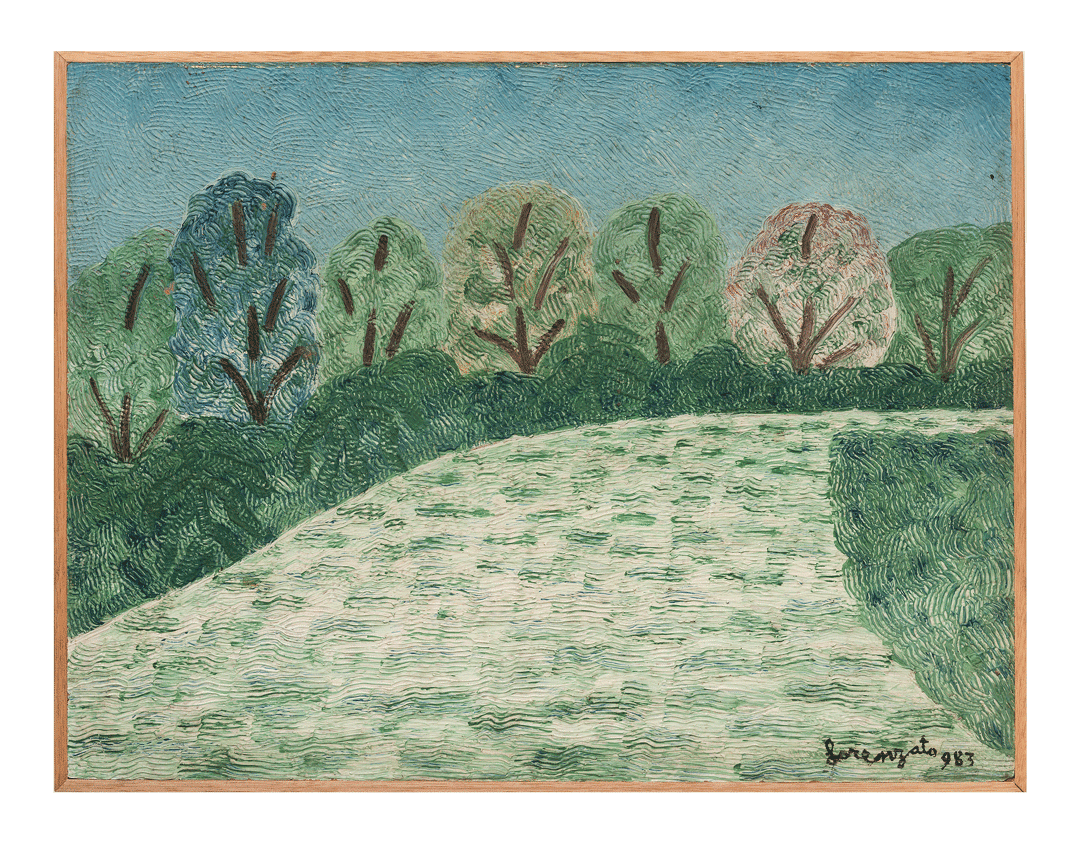 A painting by Amadeo Luciano Lorenzato, titled Paisagem (Landscape), dated 1983.