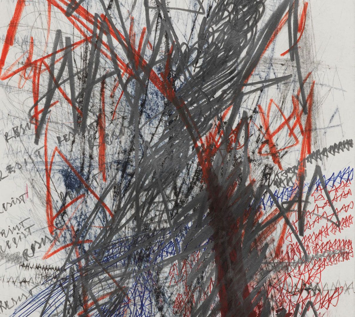 A work on paper by Oscar Murillo, titled (untitled) poetics of flight, dated 2019