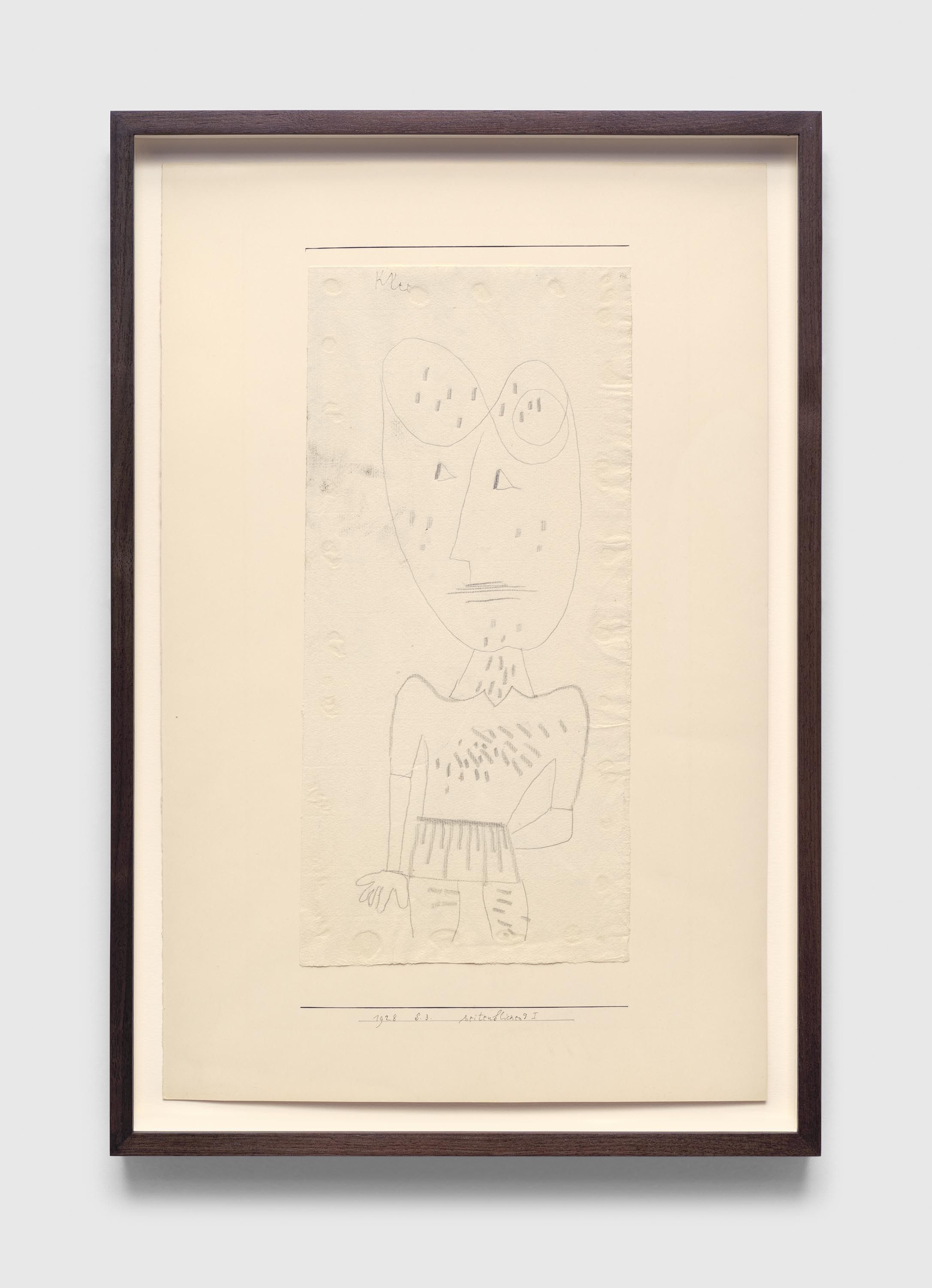 A work on paper by Paul Klee, titled seitenblickend I (Glancing sideways I), dated 1928.