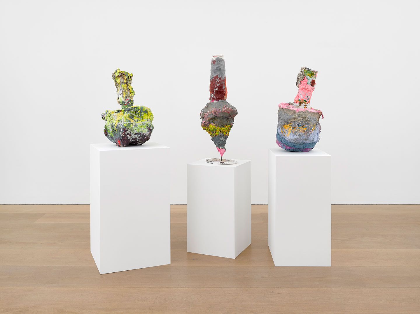 A sculpture by Franz West, titled Three Times the Same, dated 1998.