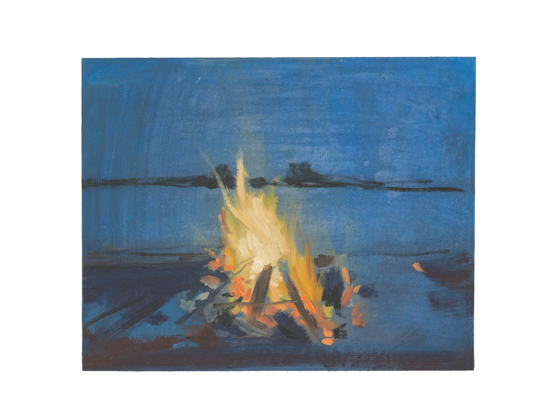 A painting by Lisa Yuskavage, titled Beach Fire, dated 2012.
