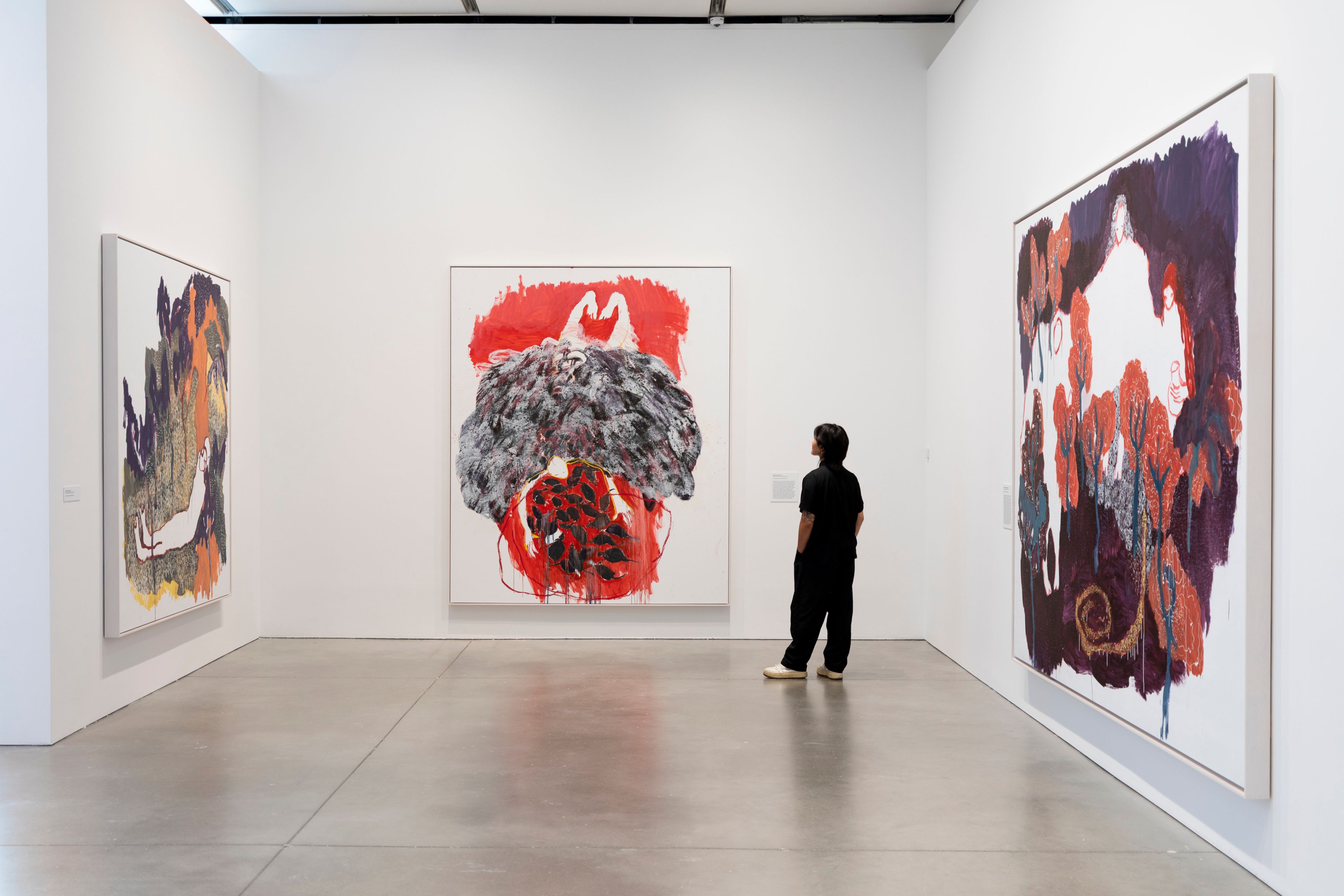 Installation view of the exhibition Portia Zvavahera: Hidden Battles / Hondo dzakavanzika, at the Institute of Contemporary Art/Boston, United States, dated 2025-26.