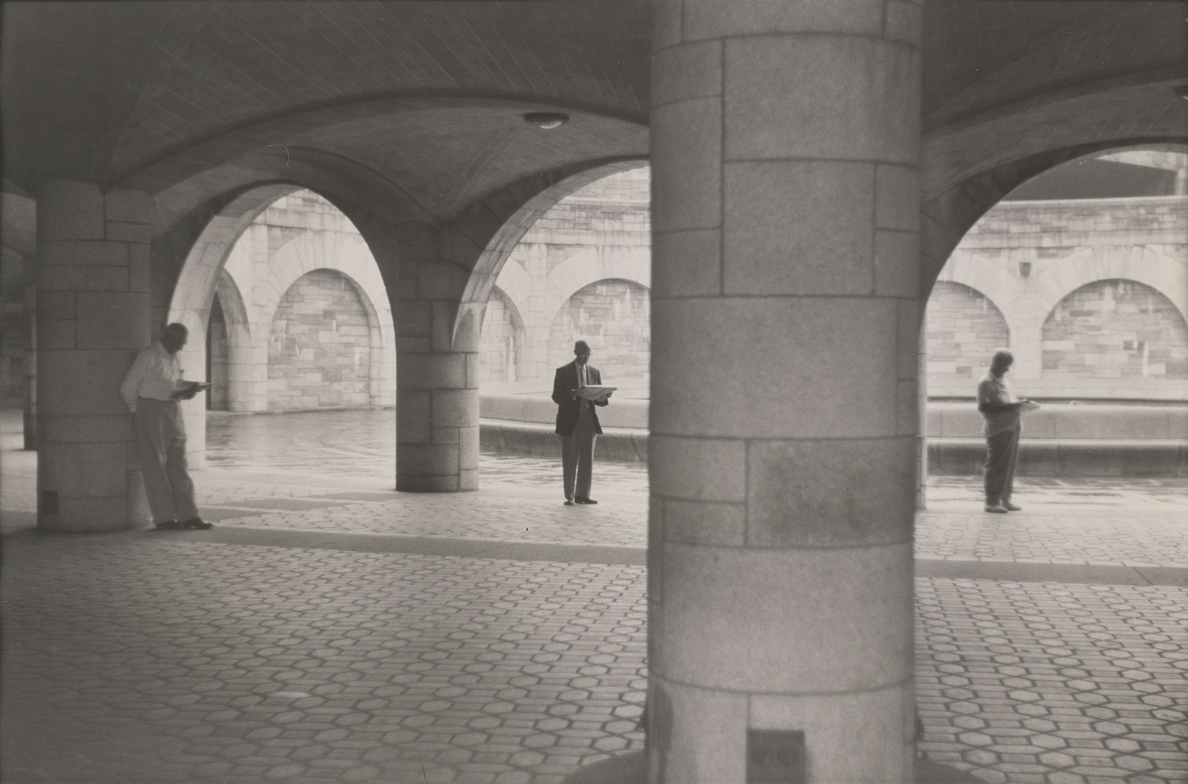 A silver gelatin print by Roy DeCarava, titled 79th Street Boat Basin, New York, dated 1956.