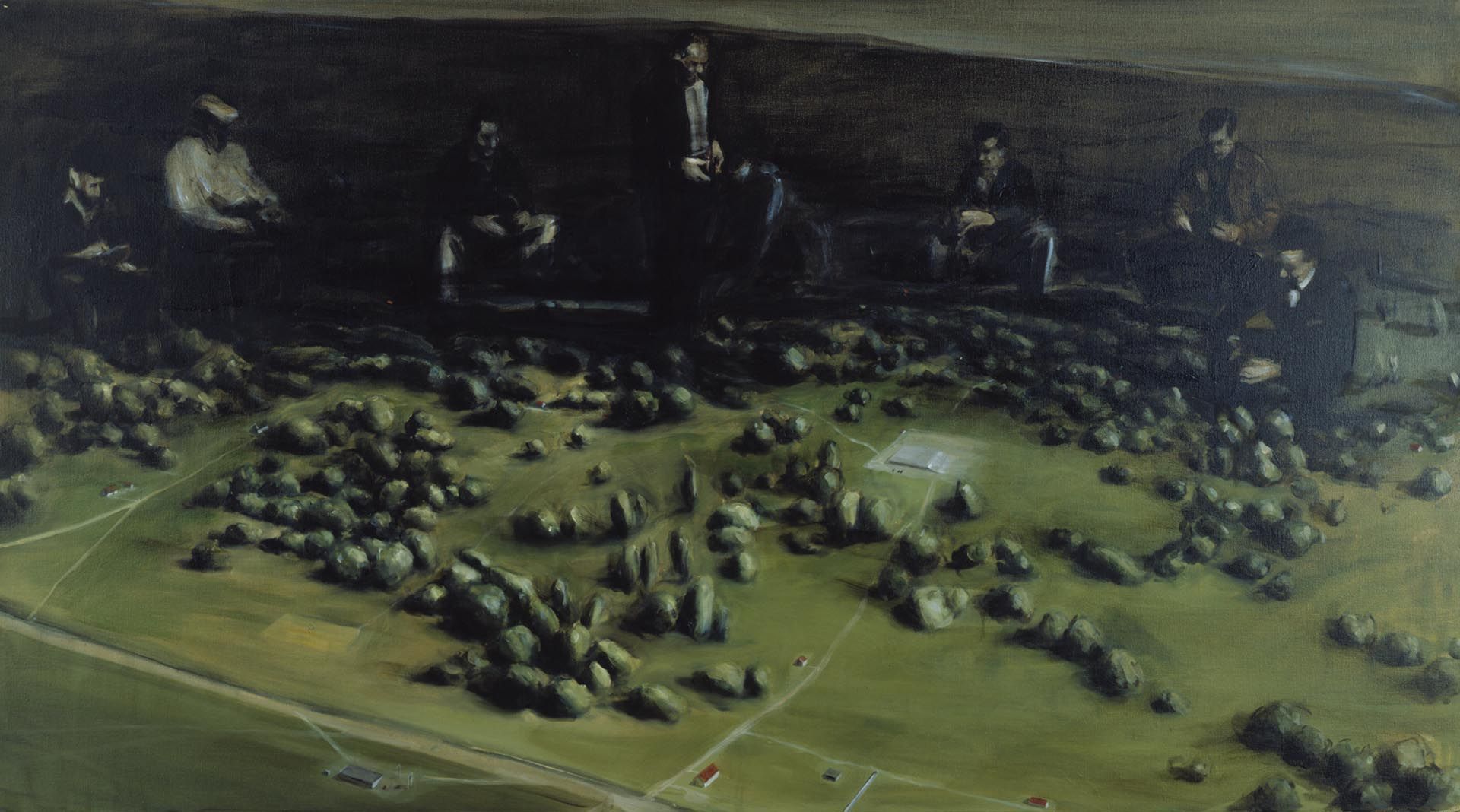 A painting by Michael Borremans, titled Trickland (II-Large), dated 2002.