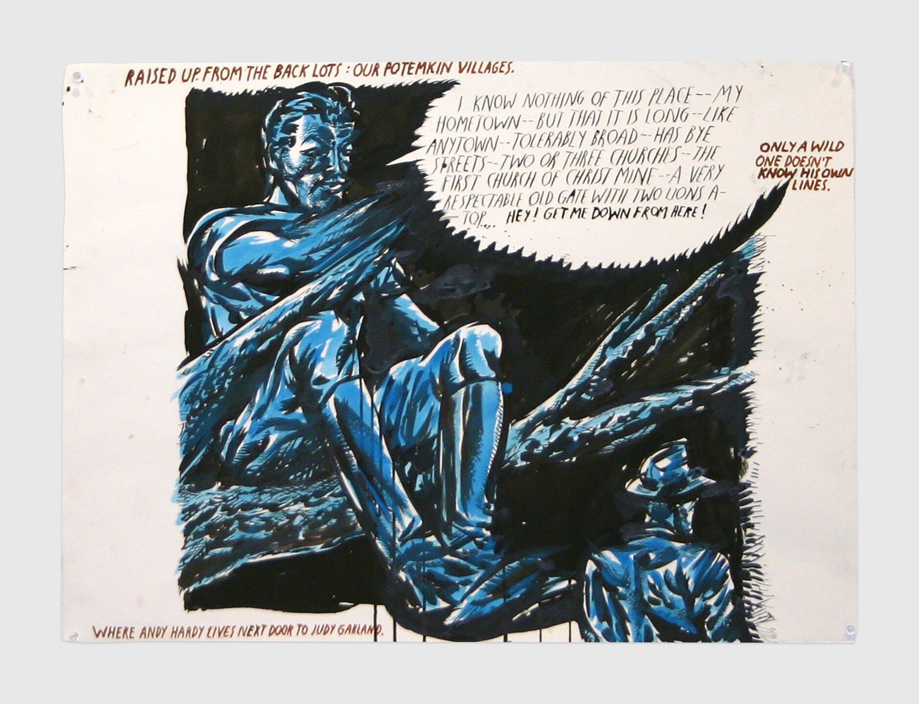 A drawing by Raymond Pettibon titled No title (Raised up from...), dated 1998