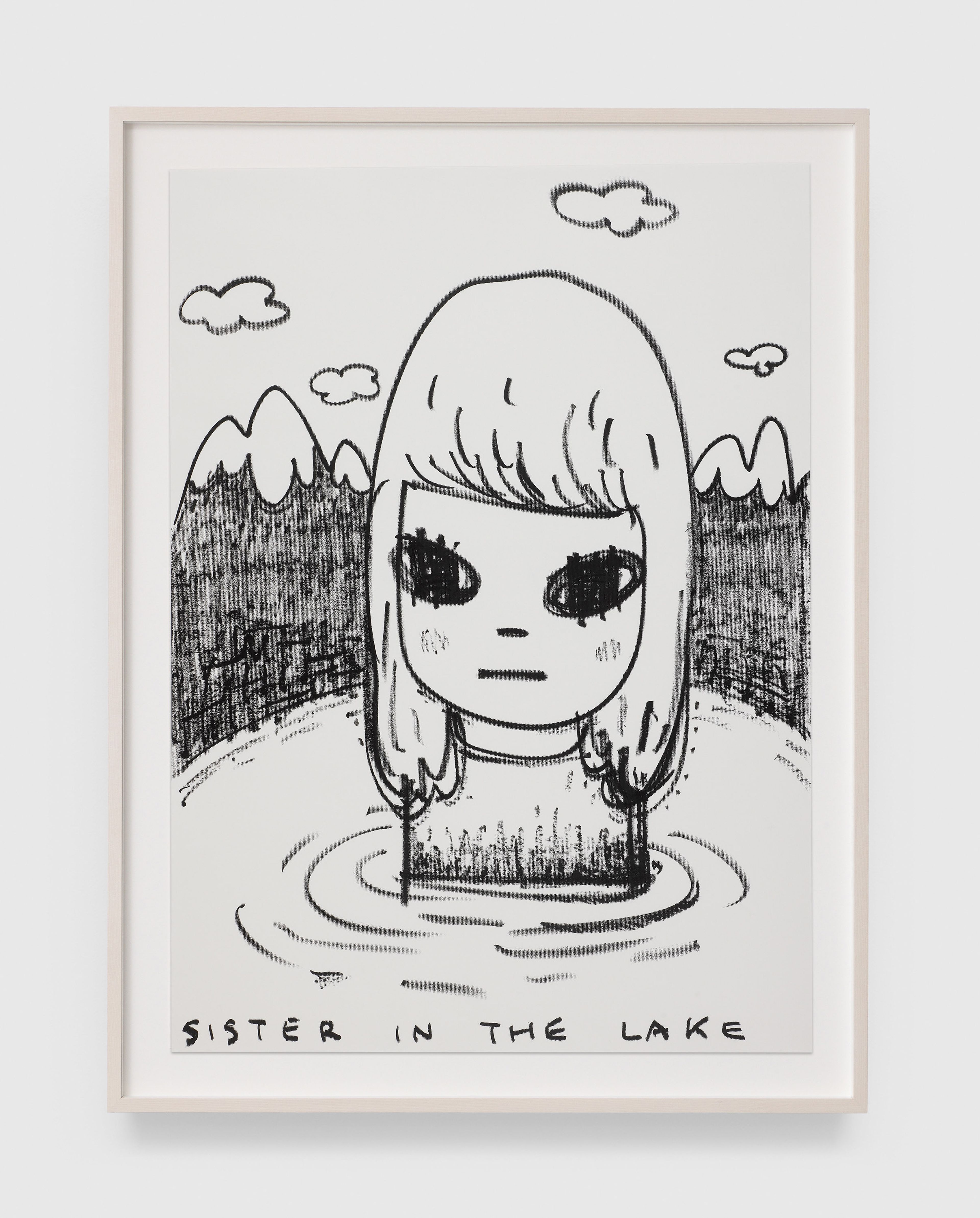 A work on paper by Yoshitomo Nara, titled Sister in the Lake, dated 2024.
