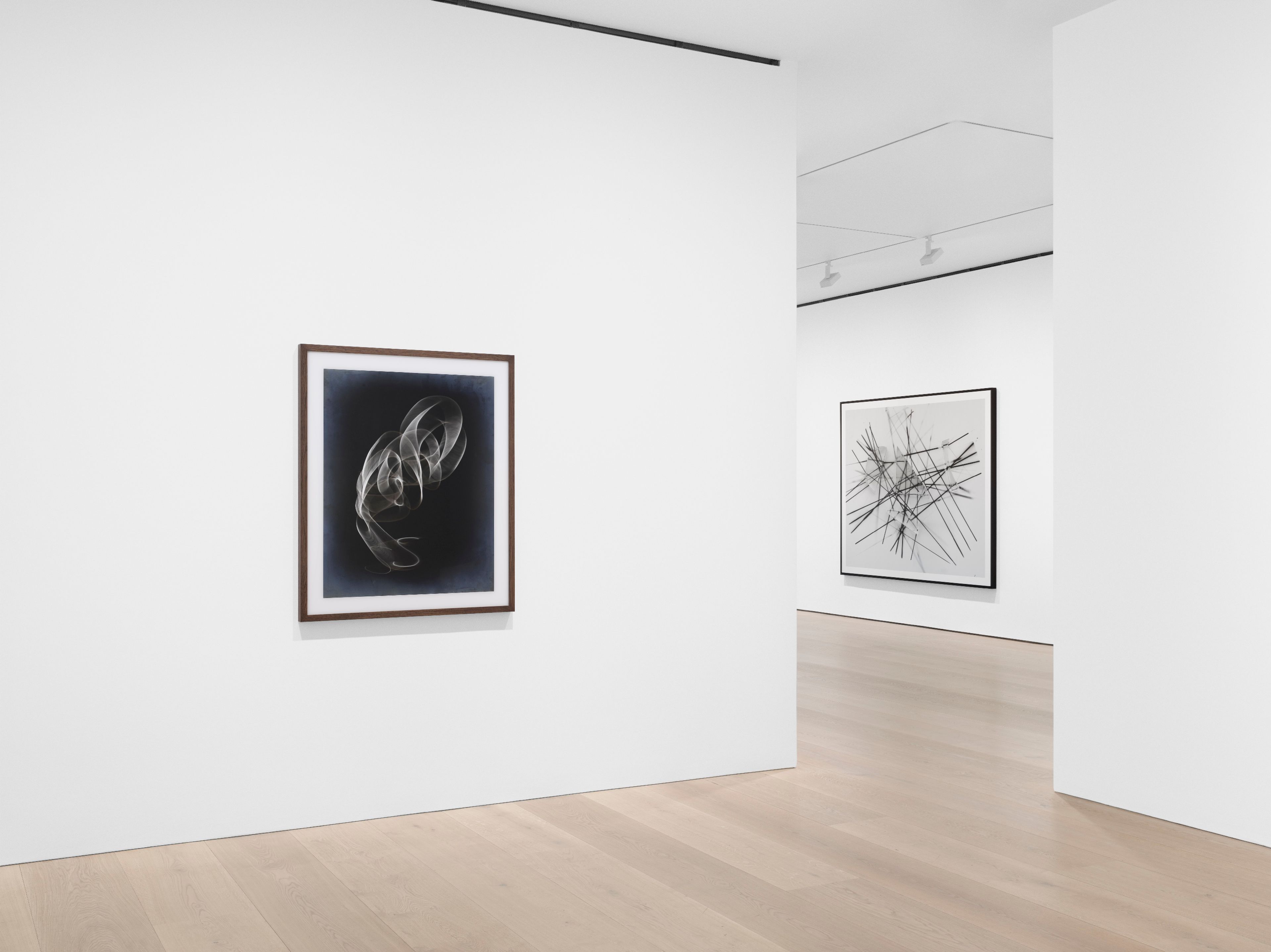 Installation view of the exhibition, Thomas Ruff: expériences lumineuses, at David Zwirner in London, dated 2025.