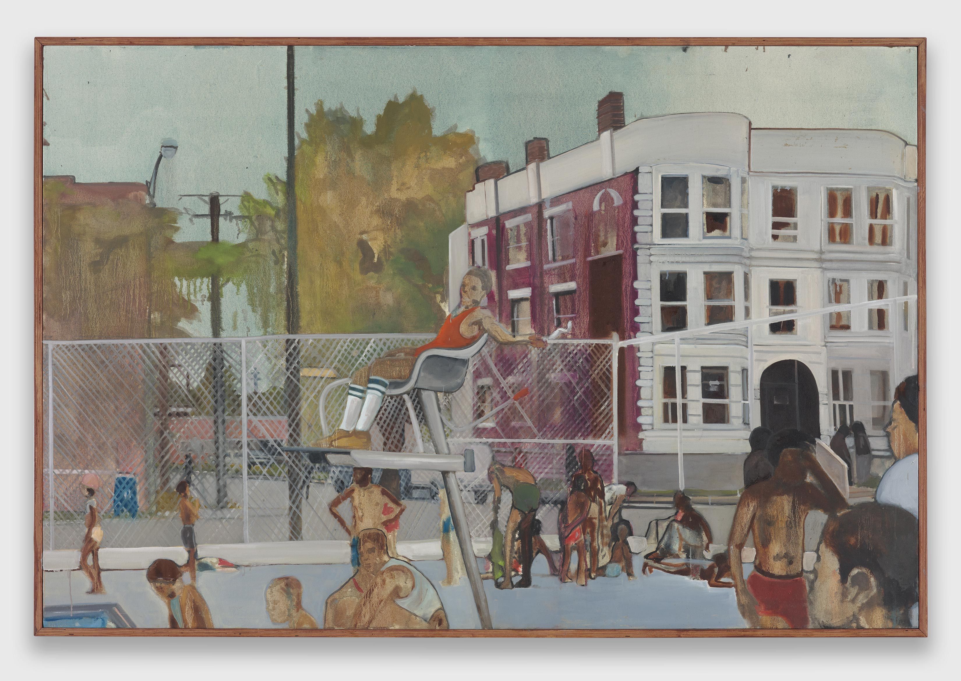An oil on canvas in artist's frame artwork by Noah Davis, titled 1975 (9), dated 2013.