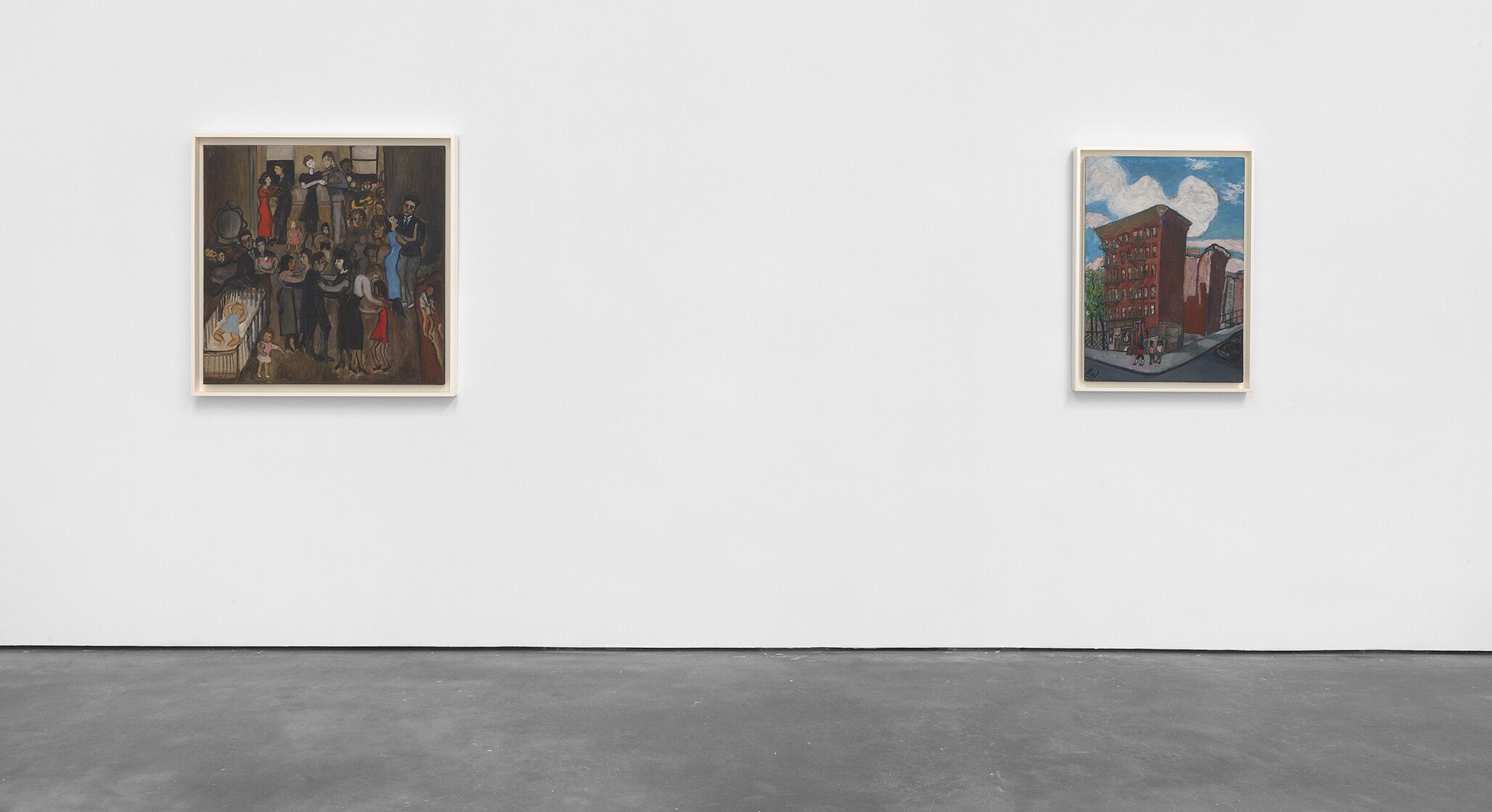 An installation view of an exhibition titled Alice Neel The Early Years at David Zwirner, New York, in 2021.