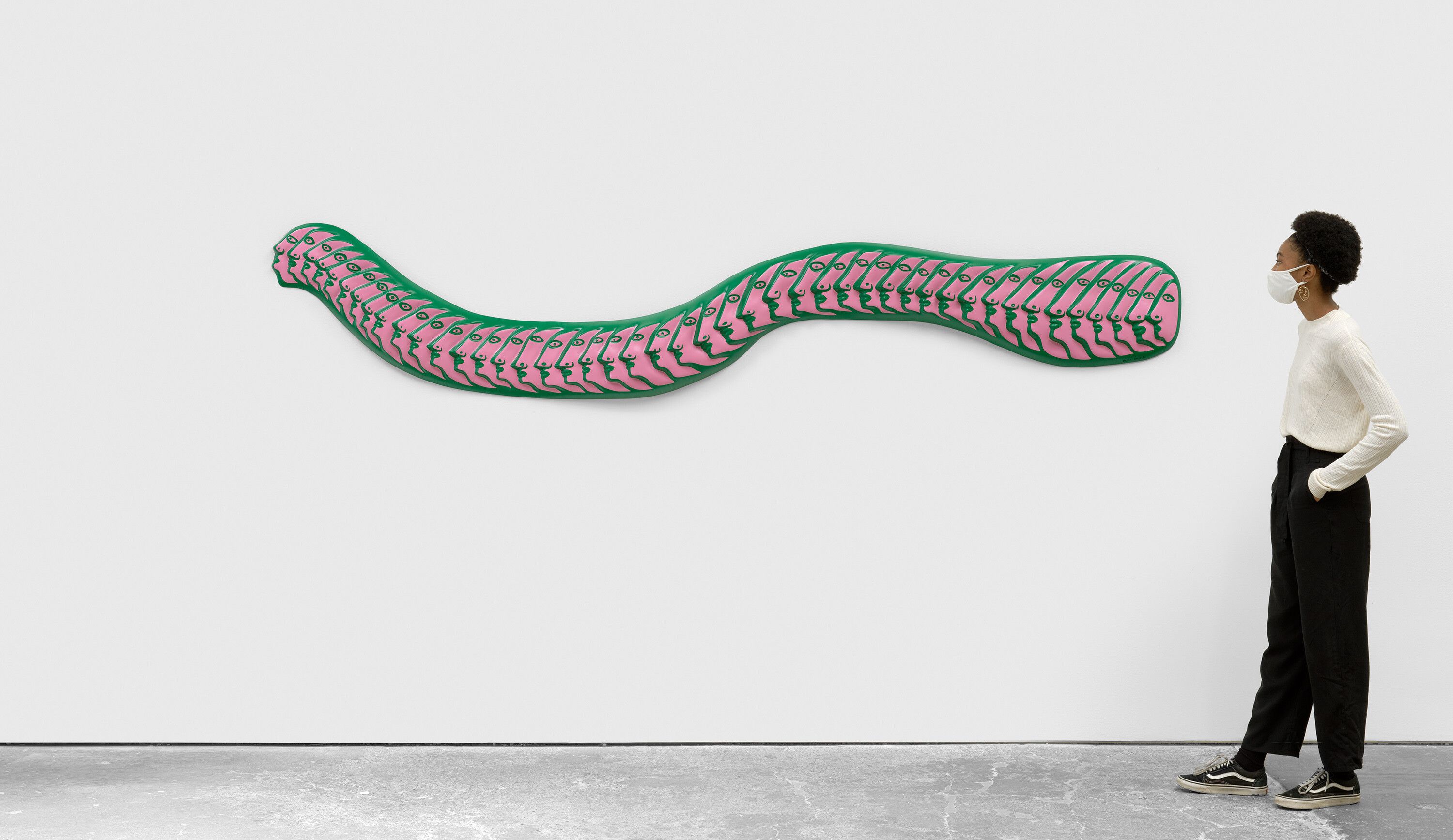 A scale of a sculpture by Yayoi Kusama, titled SOULS OF WOMEN THAT CONTINUE FOREVER (9-DG/P), dated 2020.