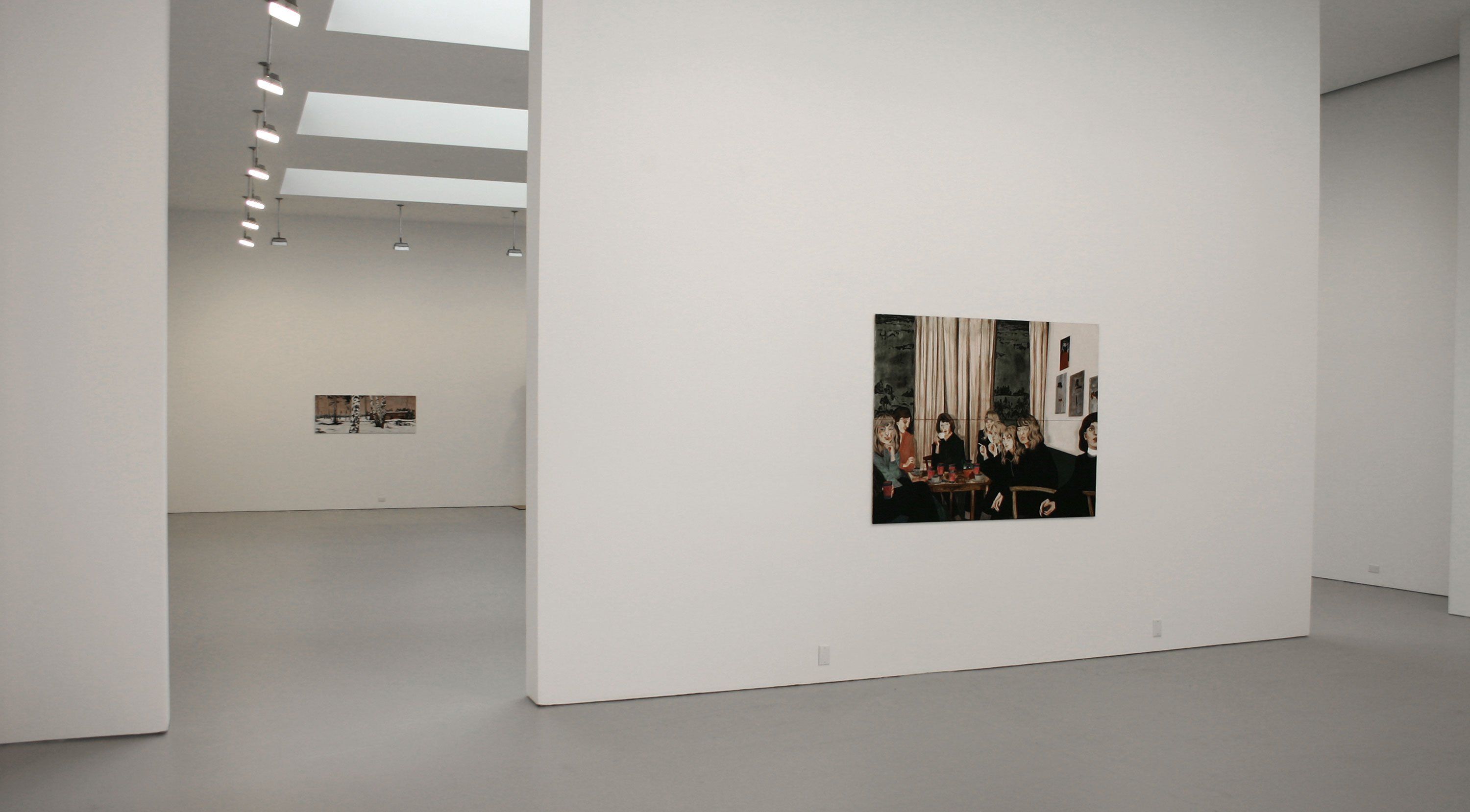 Installation view of the exhibition Mamma Andersson: Rooms Under the Influence, at David Zwirner in New York, dated 2006.
