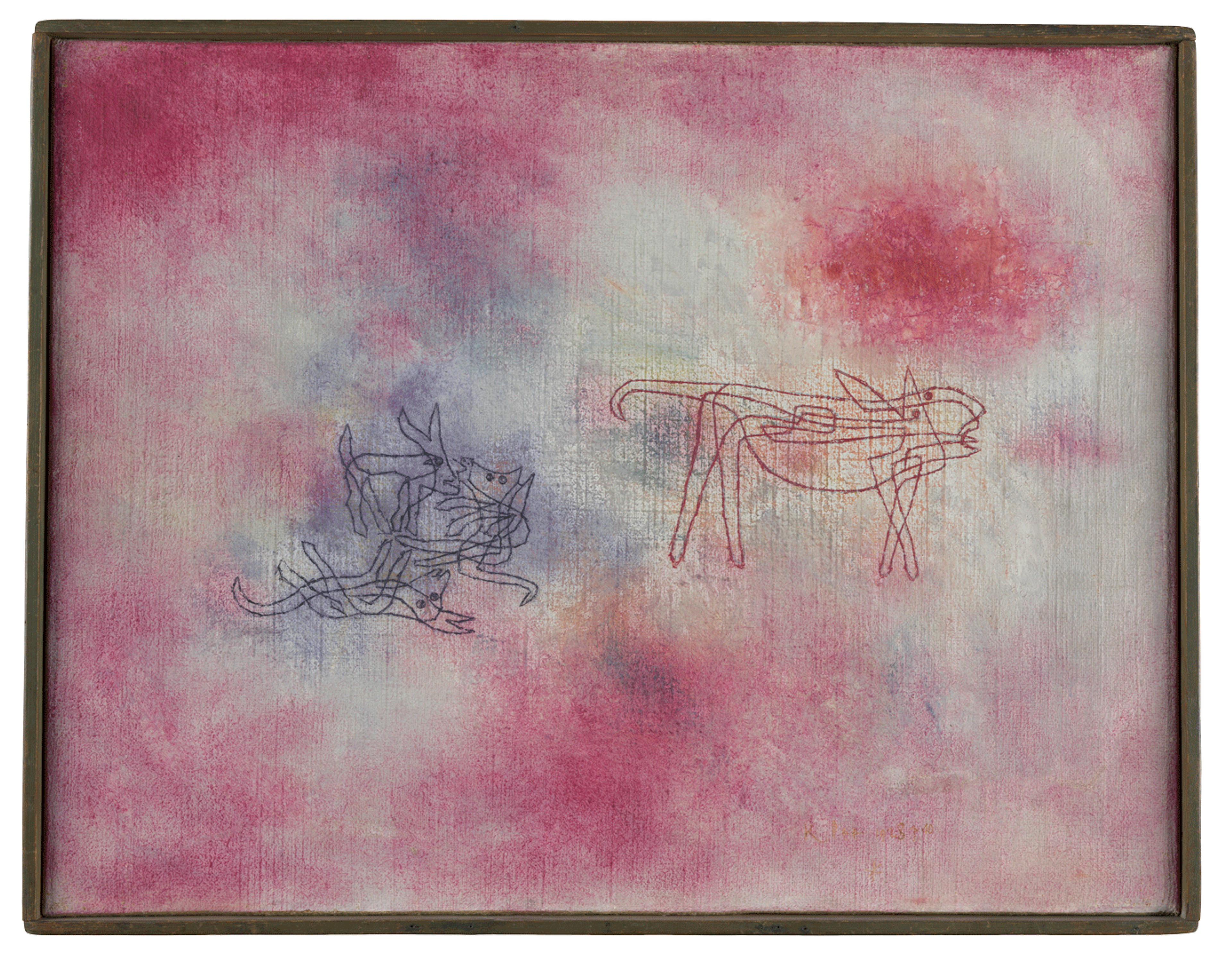 A painting by Paul Klee, titled Sie br√ºllt, wir spielen, 1928, 70 She Bellow, We Play, 1928, 70, dated 1928.